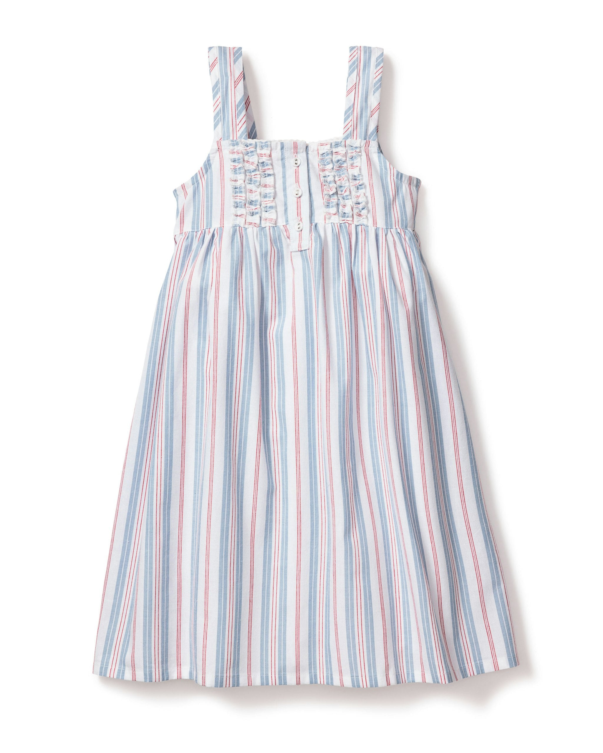 Girl's Twill Charlotte Nightgown in Lavender French Ticking