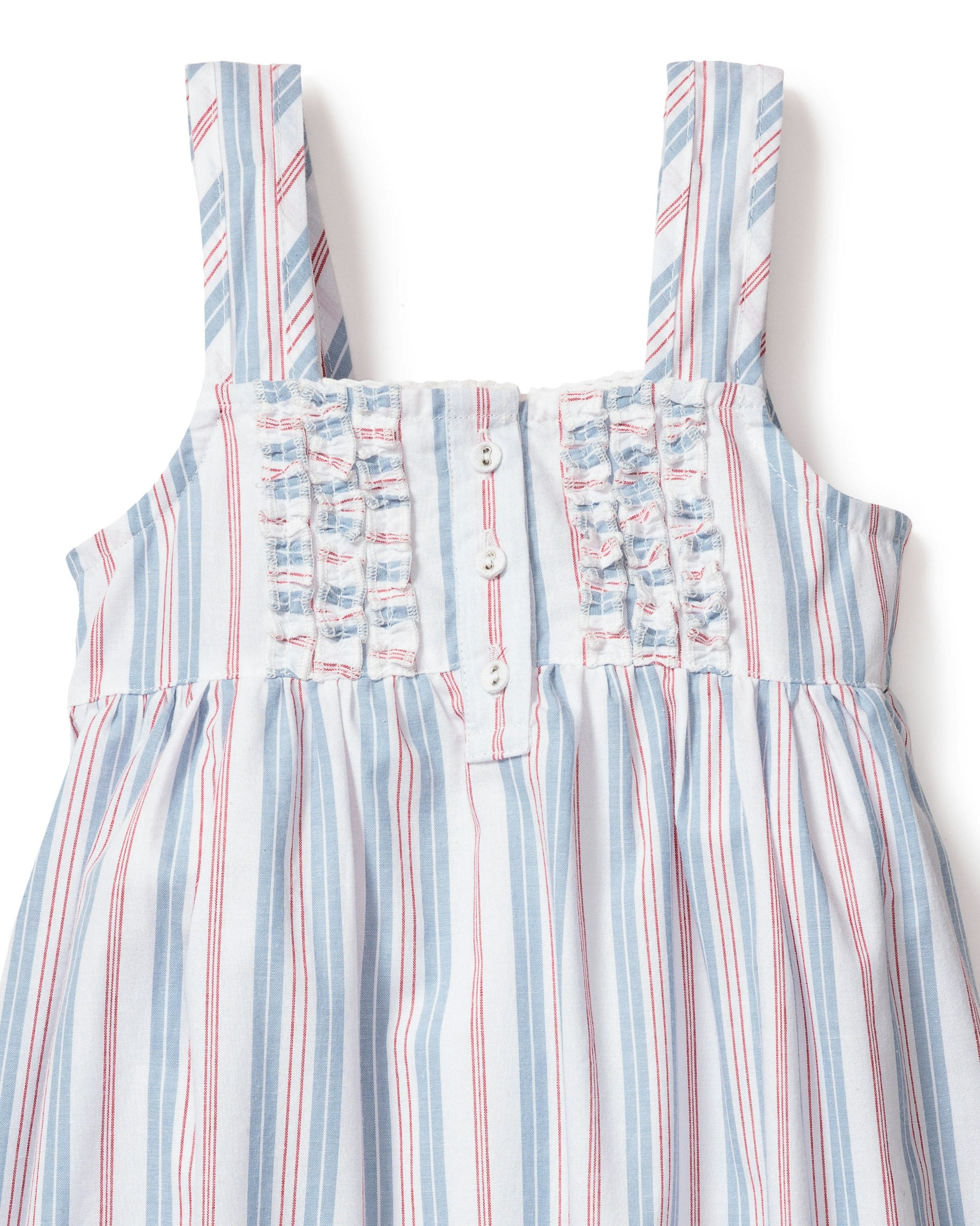Girl's Twill Charlotte Nightgown in Lavender French Ticking
