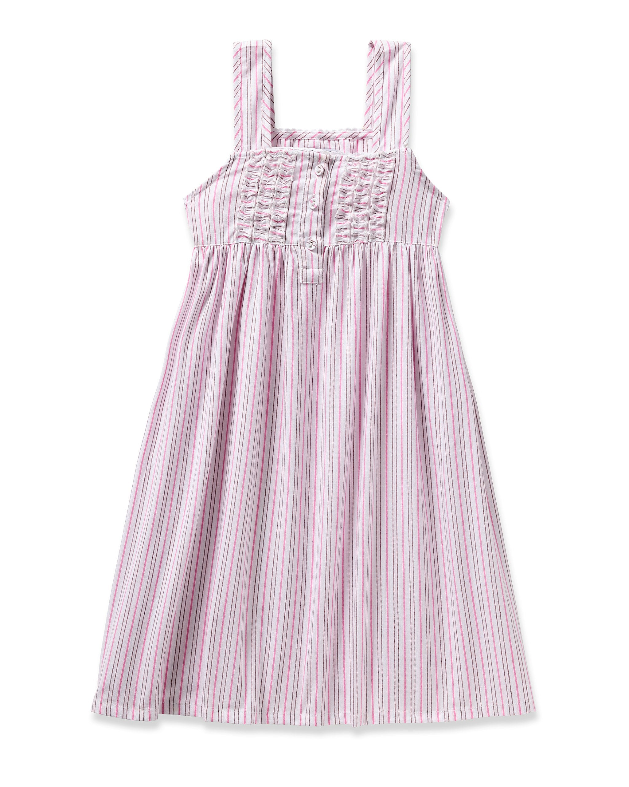 Girl's Twill Charlotte Nightgown in Lavender French Ticking