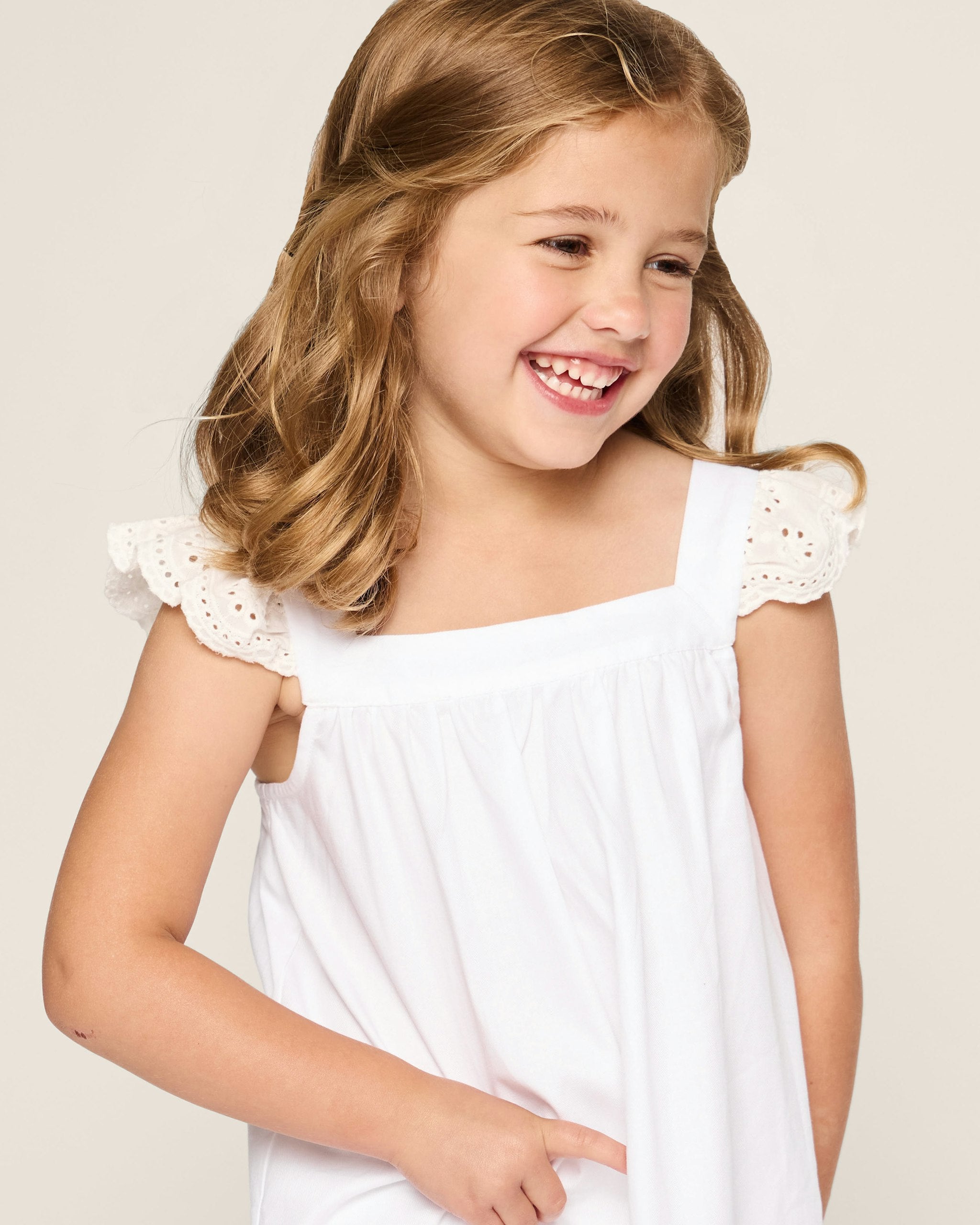 Girl's Twill Clara Nightgown in White