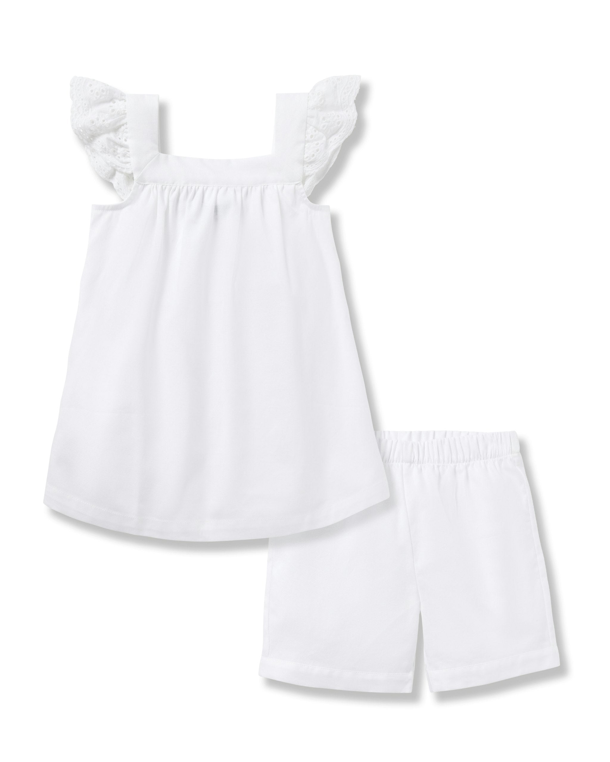 Girl's Twill Clara Short Set in White