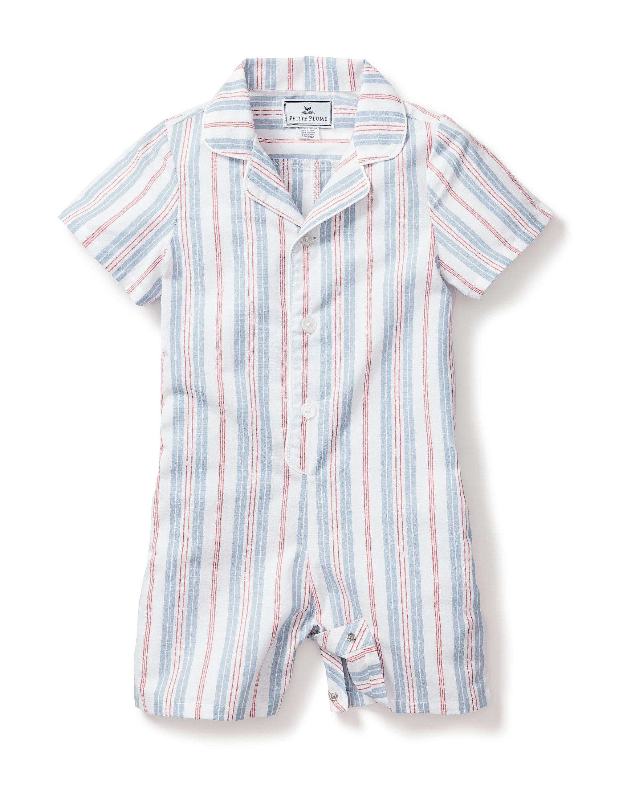 Baby Twill Summer Romper in Vintage French Stripes