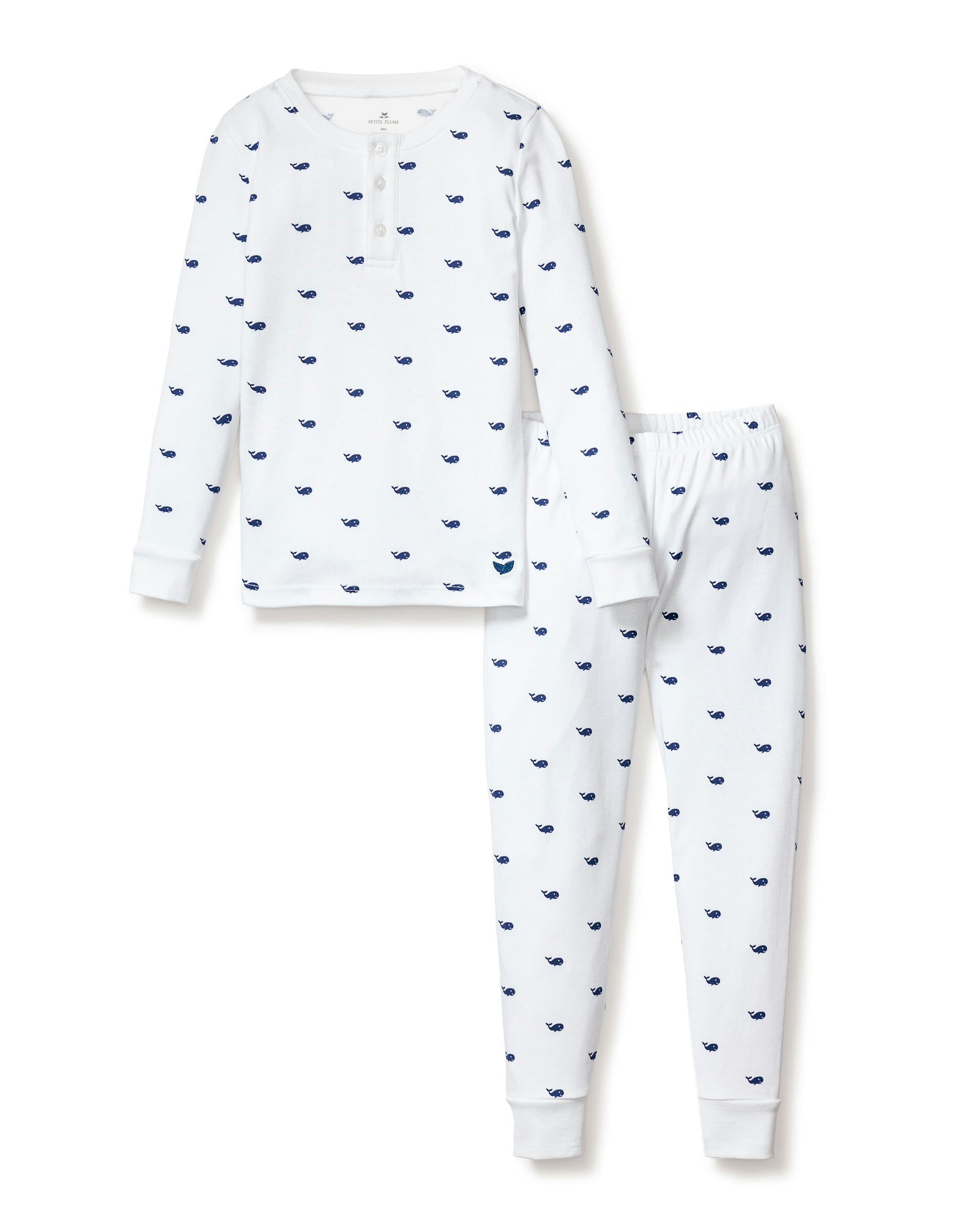 Kid's Pima Snug Fit Pajama Set in Whales