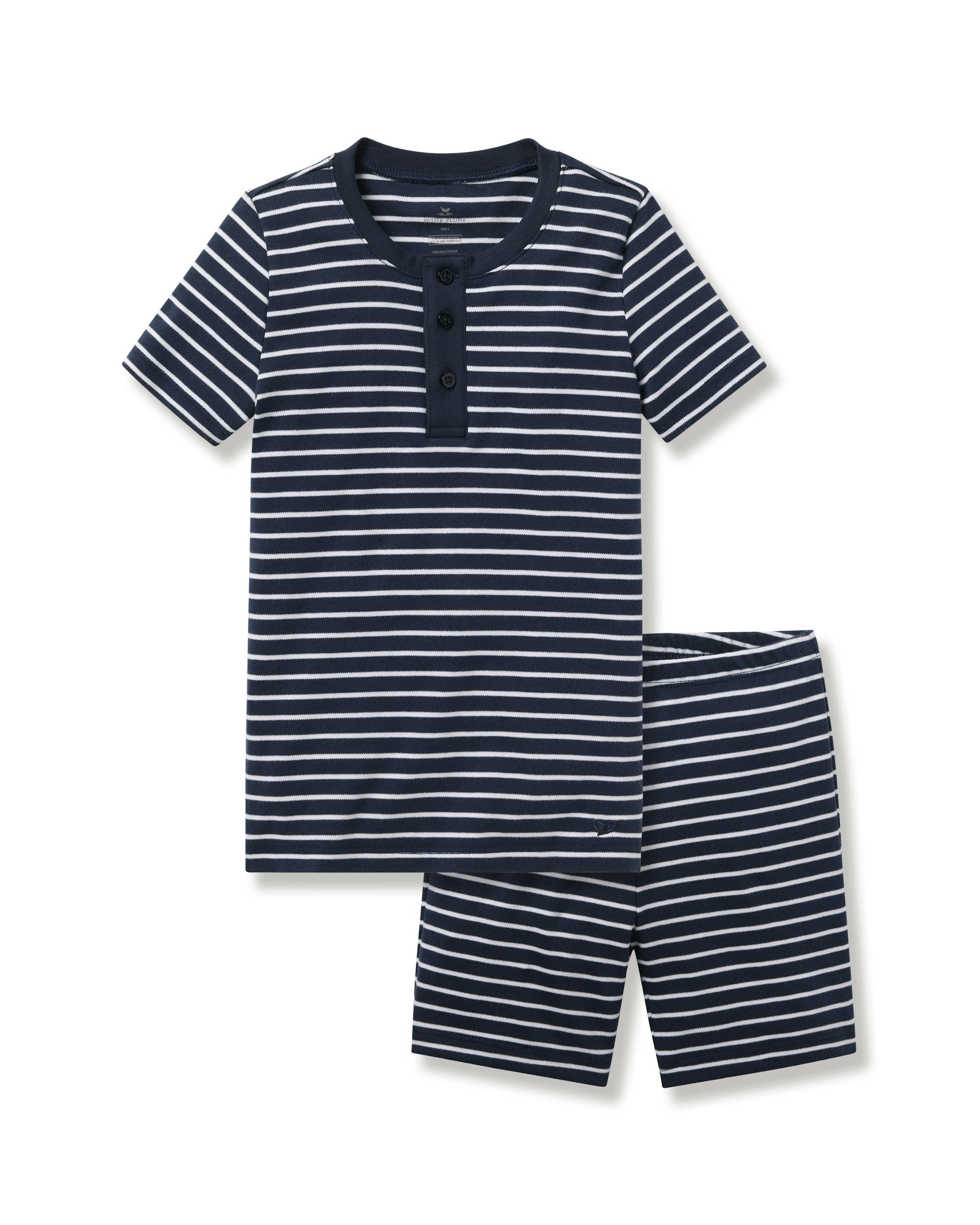Kid's Pima Snug Fit Short Set in Navy Stripes