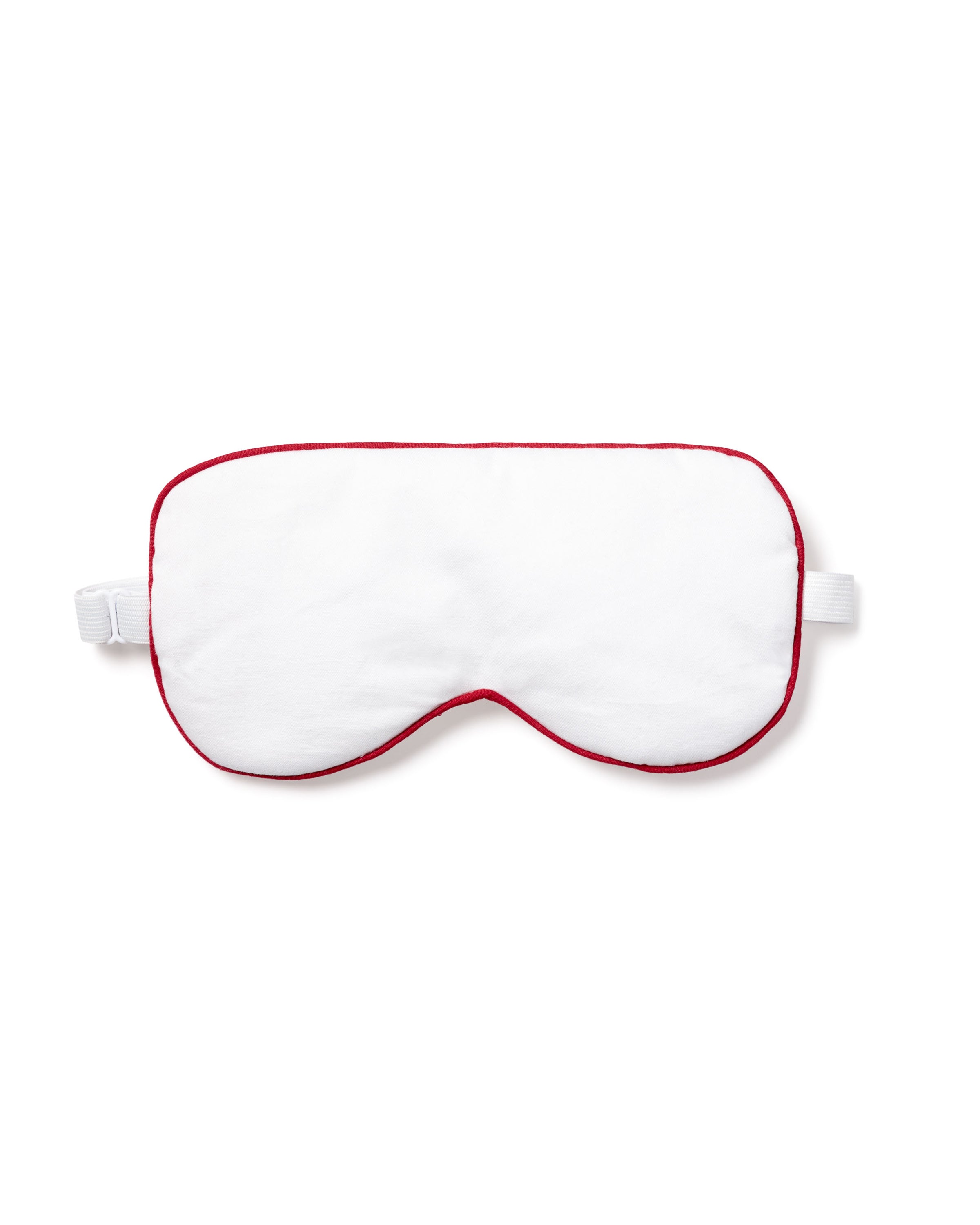 Adult's Twill Sleep Mask in White with Red Piping