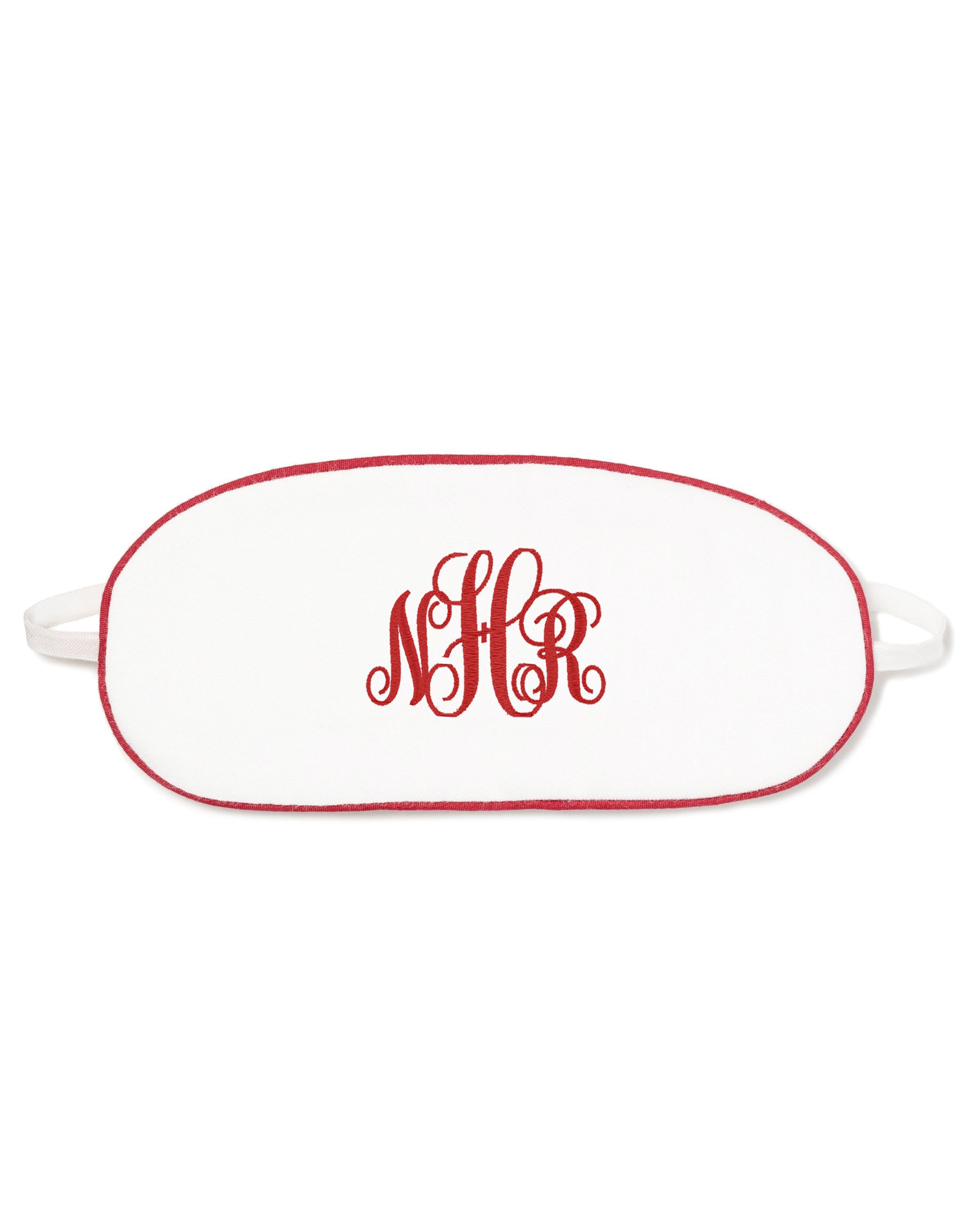 Kid's Twill Sleep Mask in White with Red Piping