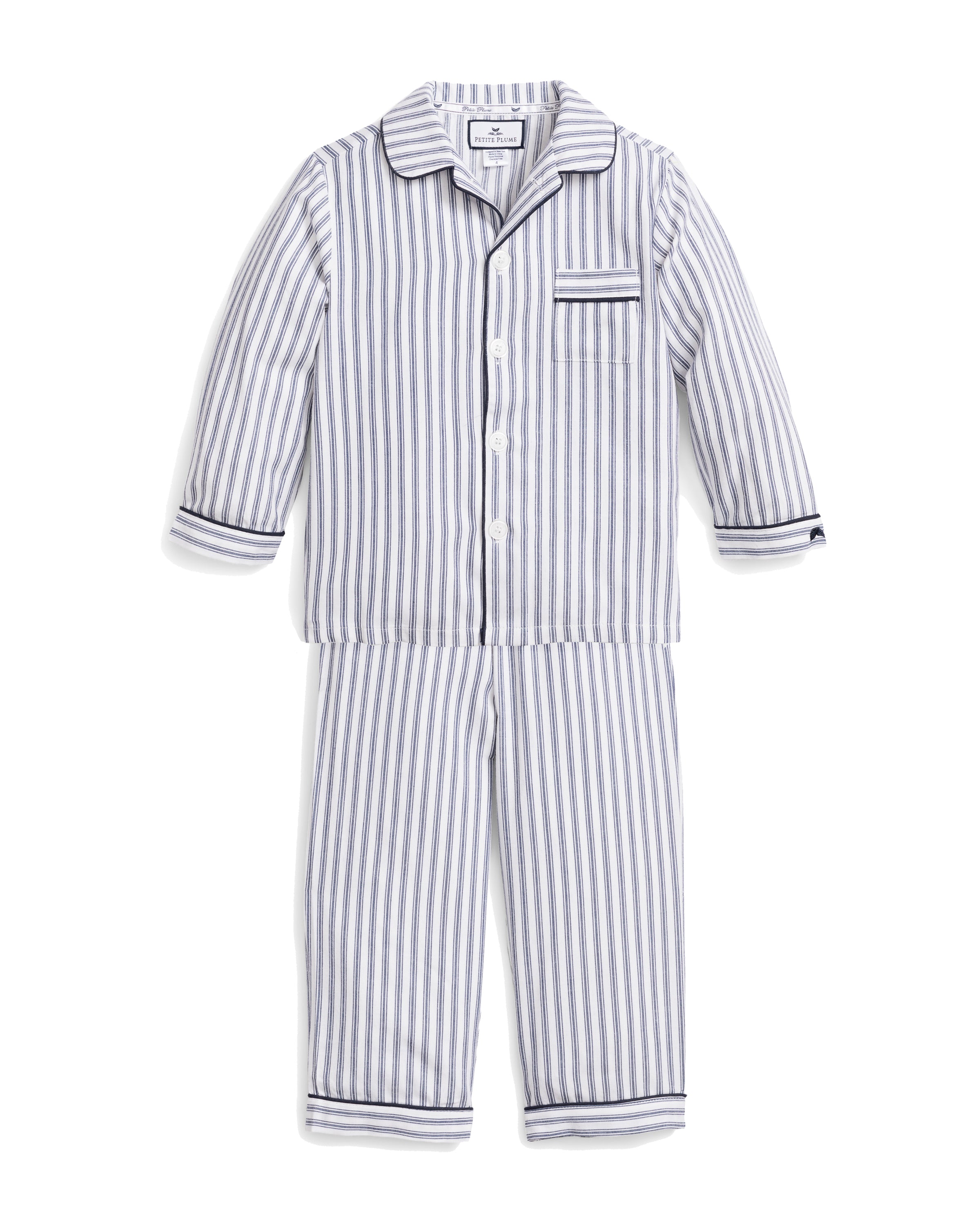 Kid's Twill Pajama Set in Antique Red Ticking