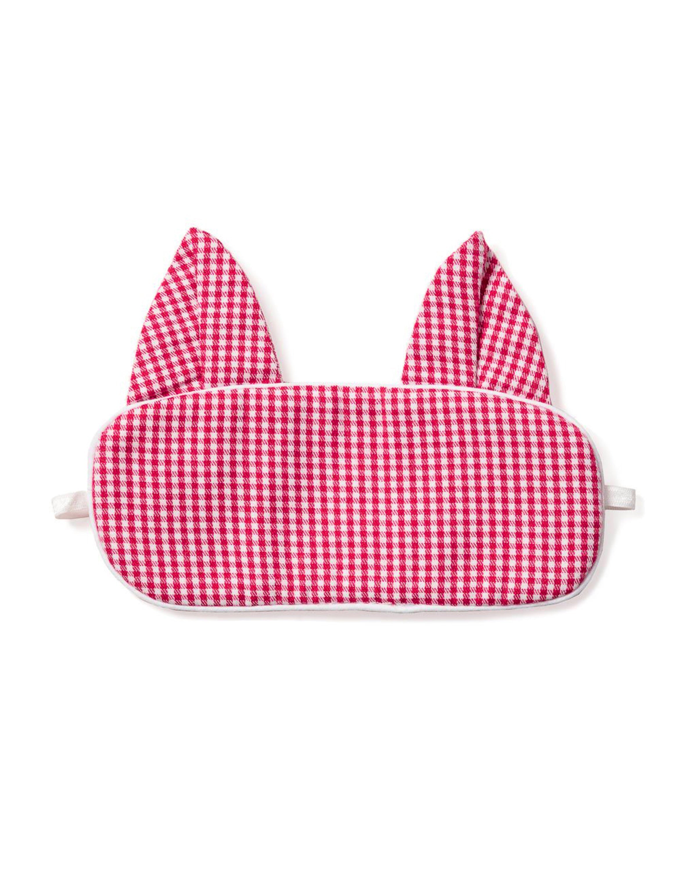 Kid's Flannel Red Mini-Gingham Kitty Sleep Mask