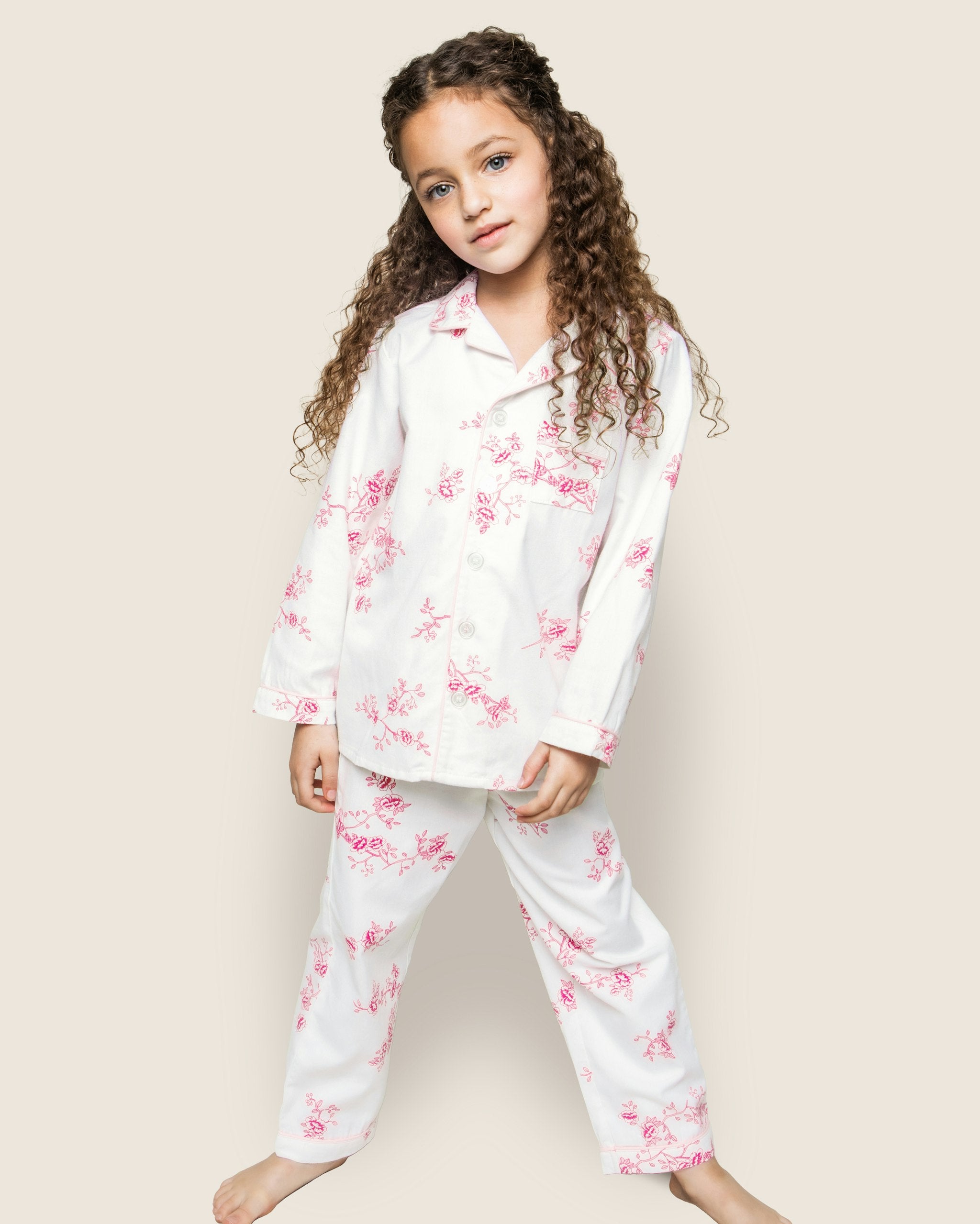 Kid's Twill Pajama Set in English Rose Floral