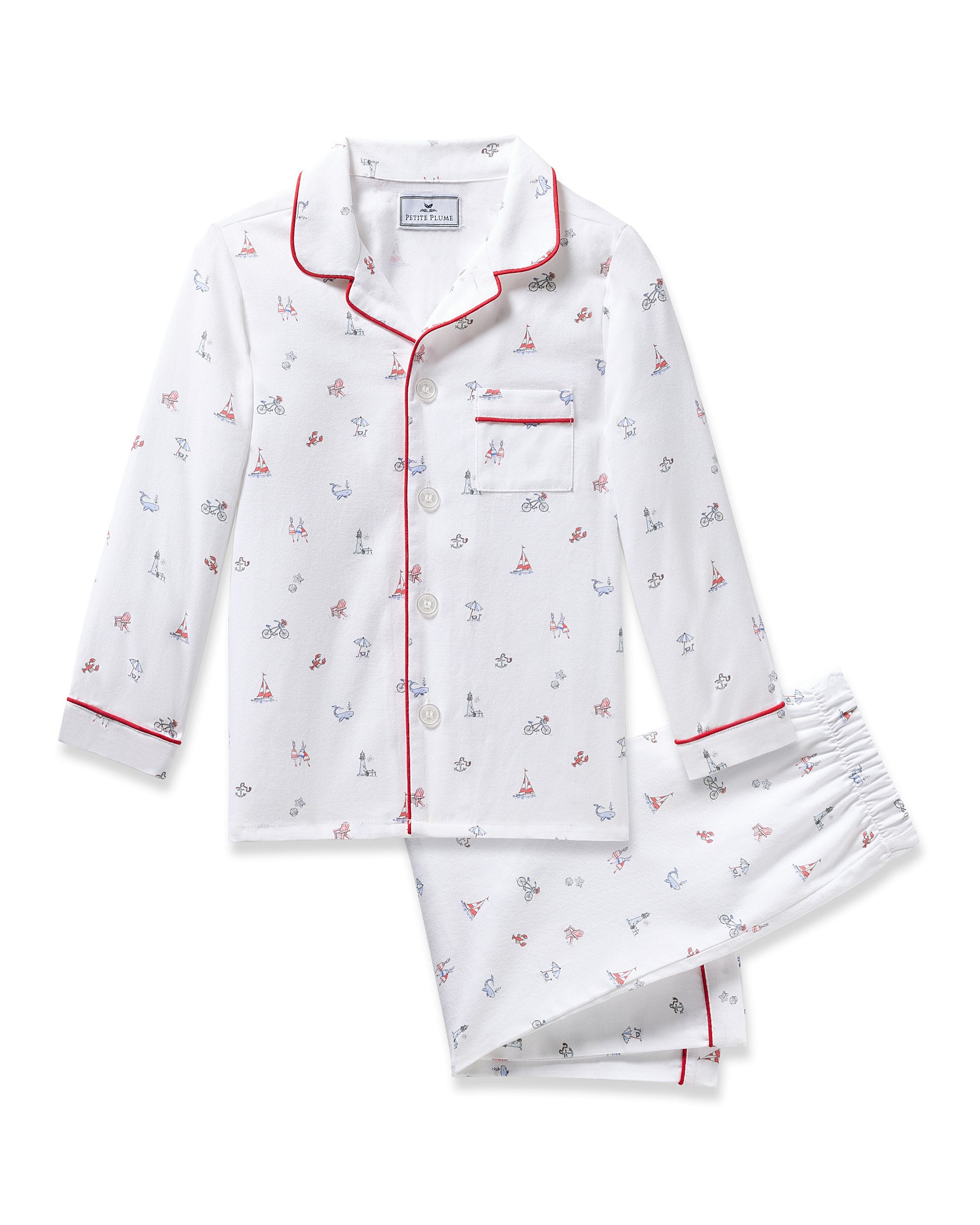 Kid's Twill Pajama Set in Flamingos