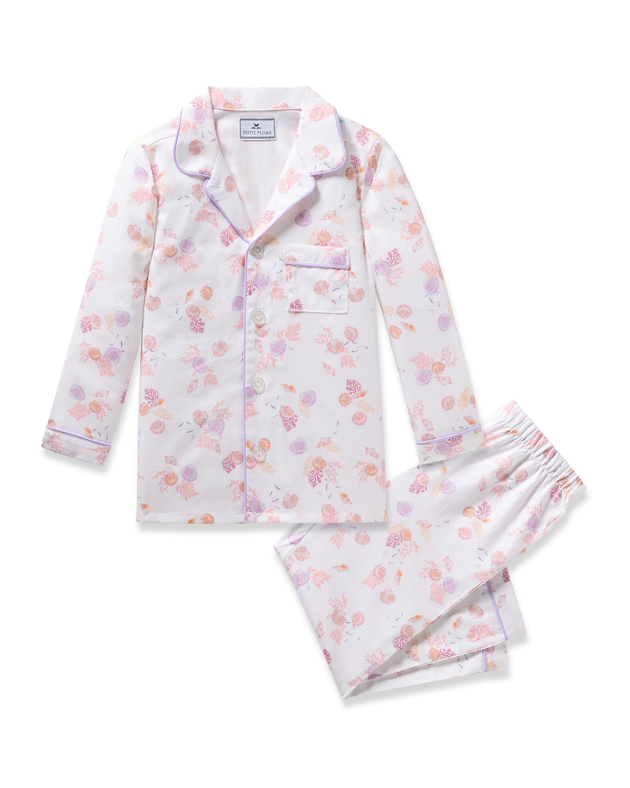 Kid's Twill Pajama Set in Flamingos