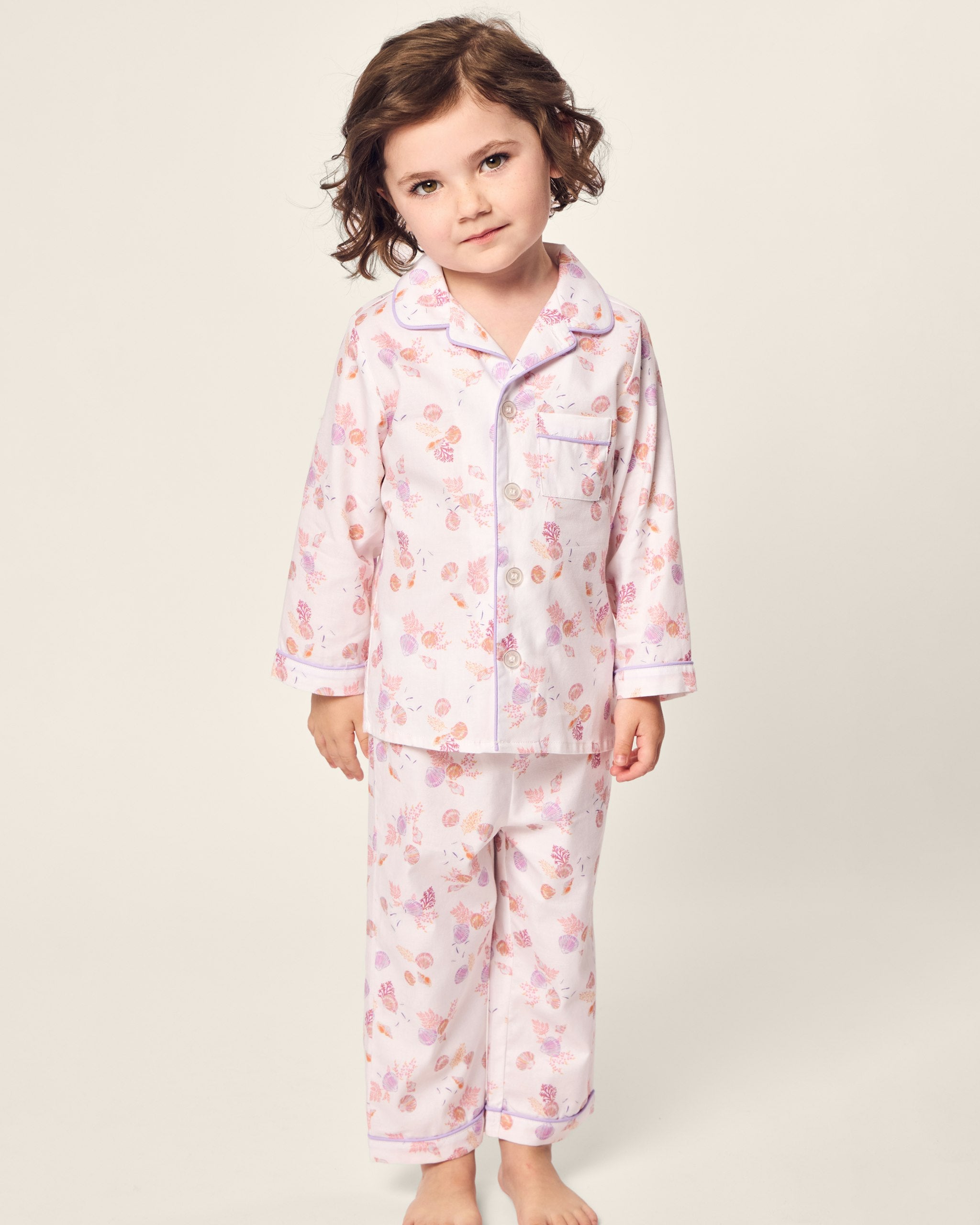 Kid's Twill Pajama Set in Flamingos