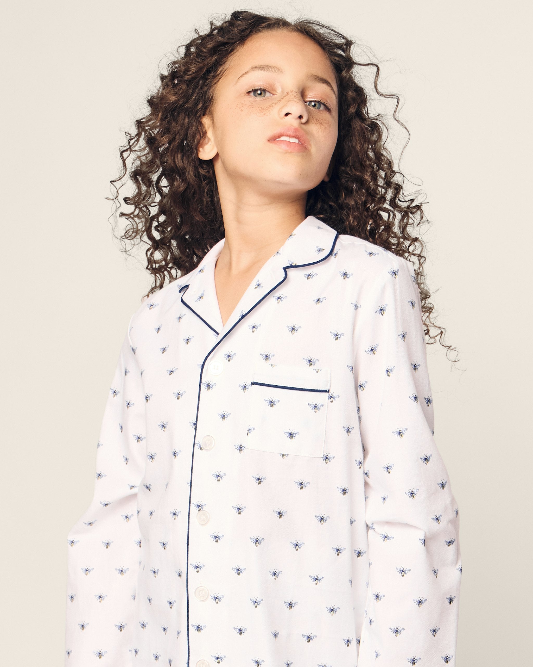 Kid's Twill Pajama Set in Flamingos