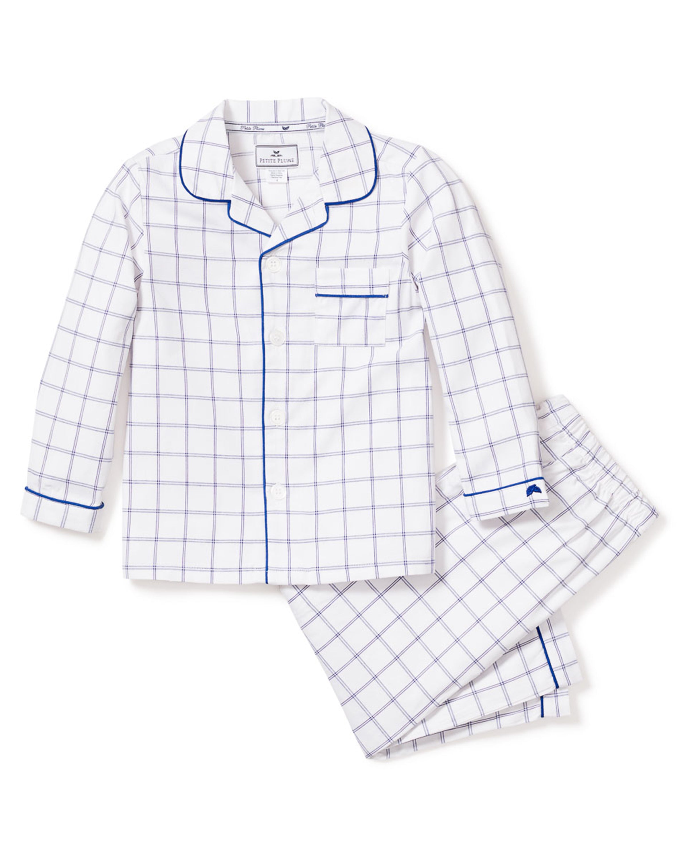 Kid's Twill Pajama Set in Nantucket Tattersall