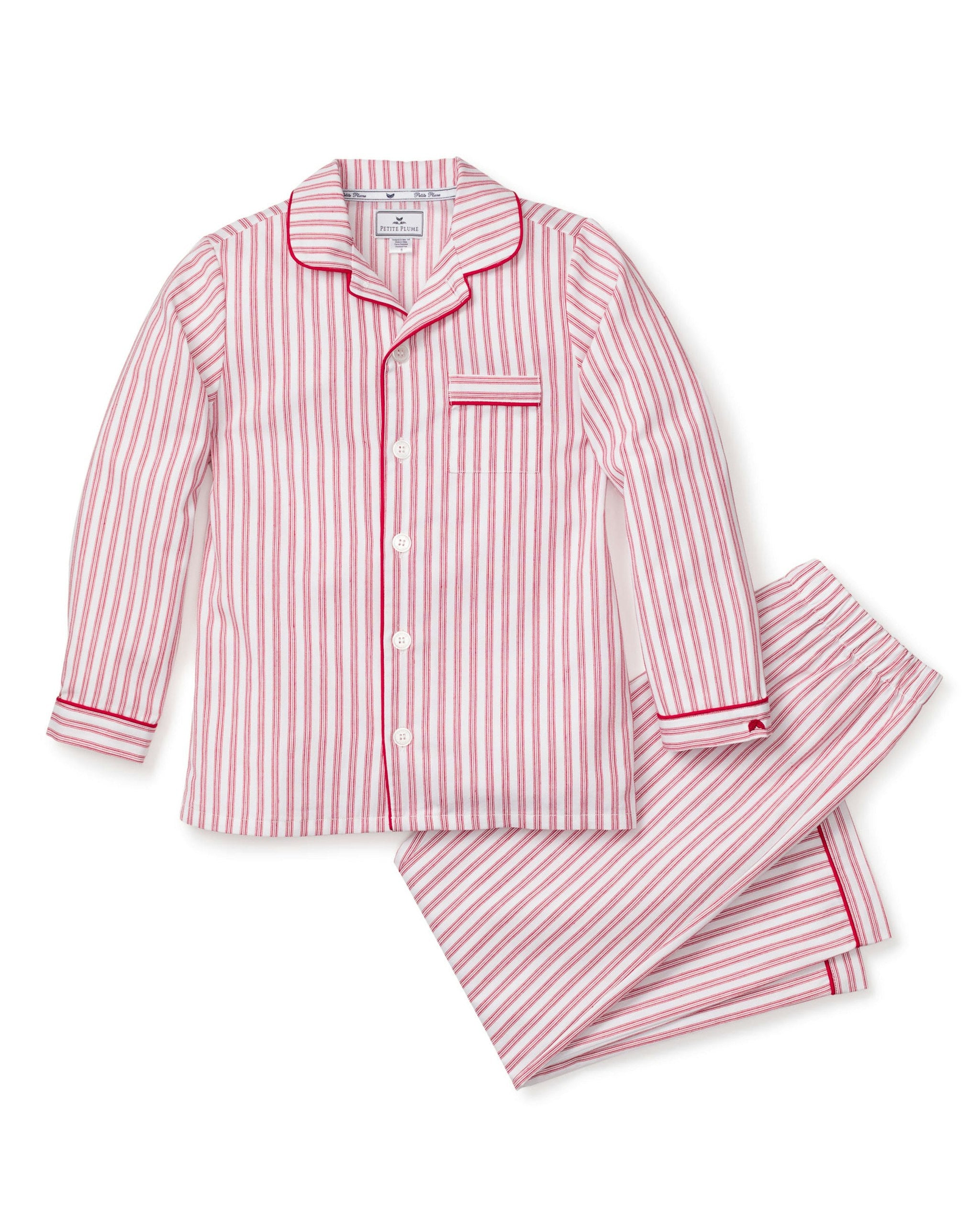 Kid's Twill Pajama Set in Navy French Ticking