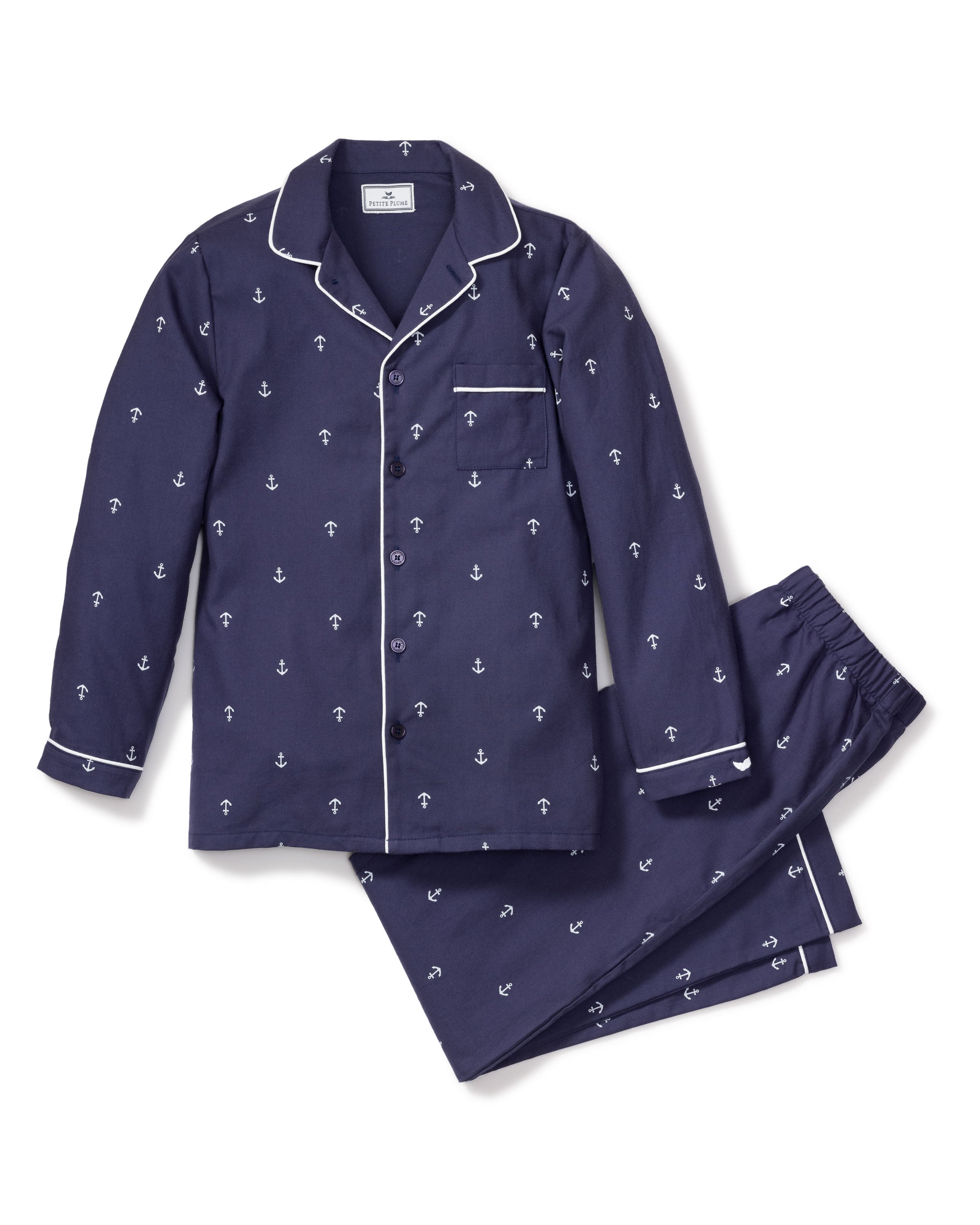 Kid's Twill Pajama Set in Portsmouth Anchors
