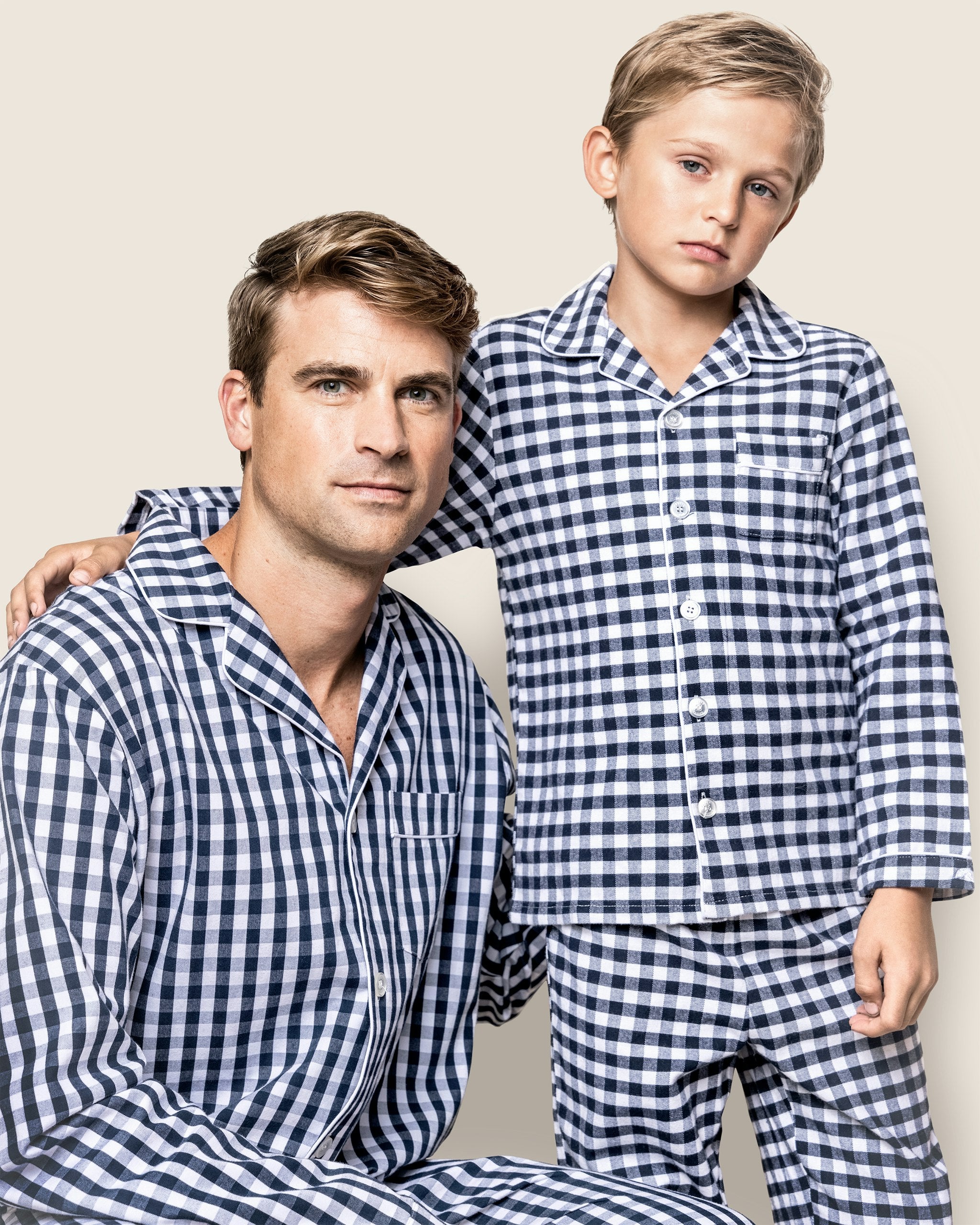 Kid's Twill Pajama Set in Royal Blue Gingham