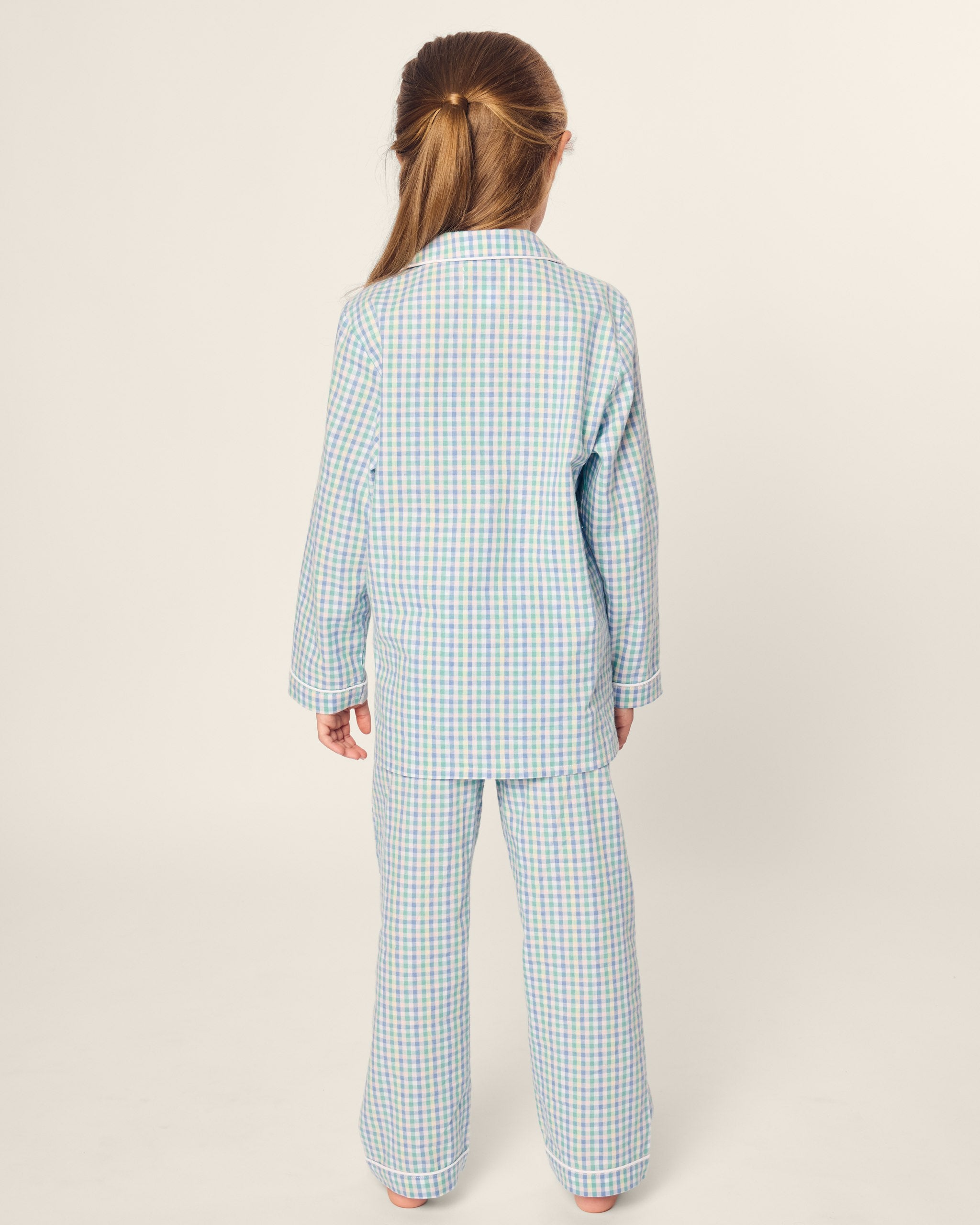Kid's Twill Pajama Set in Royal Blue Gingham