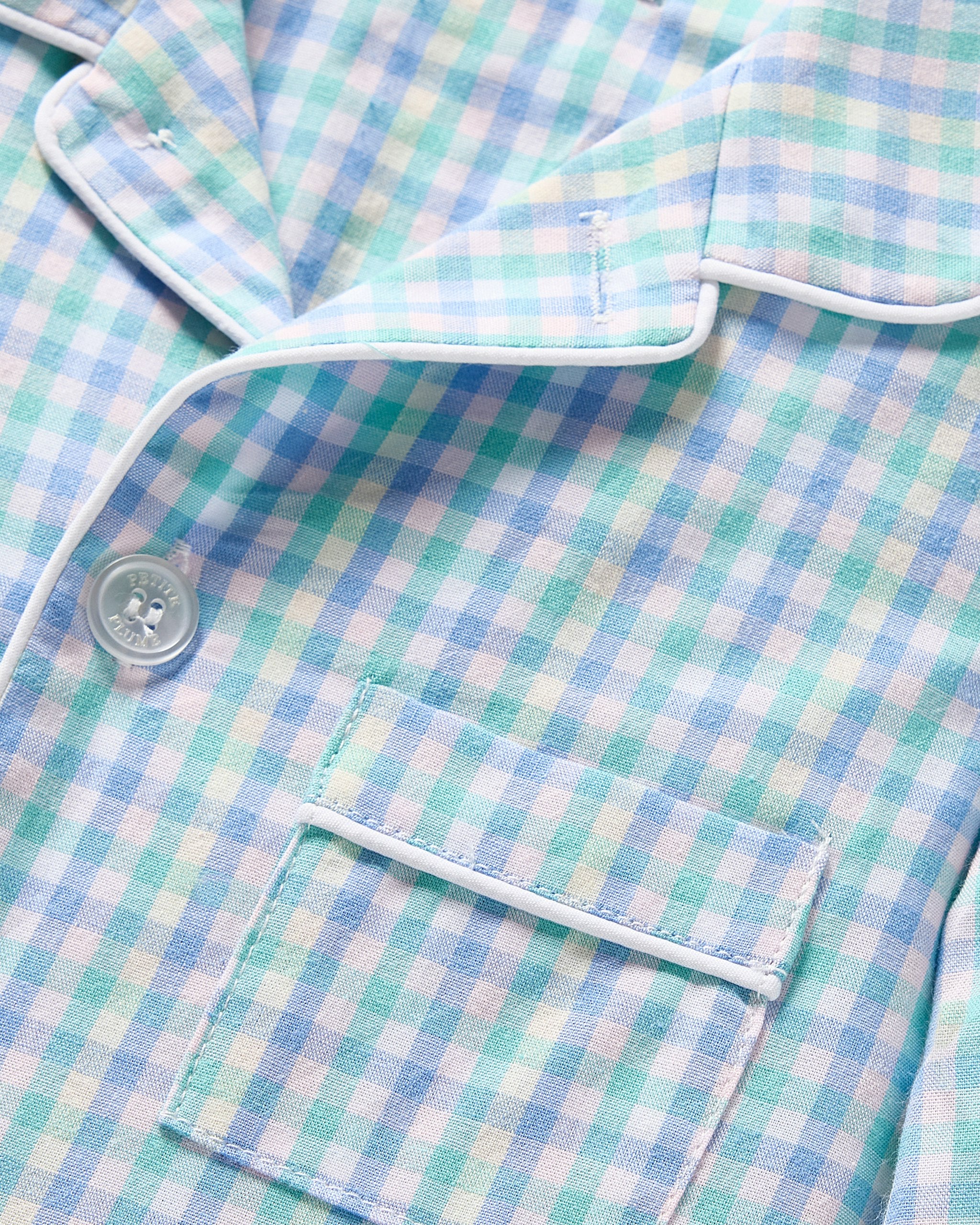 Kid's Twill Pajama Set in Royal Blue Gingham