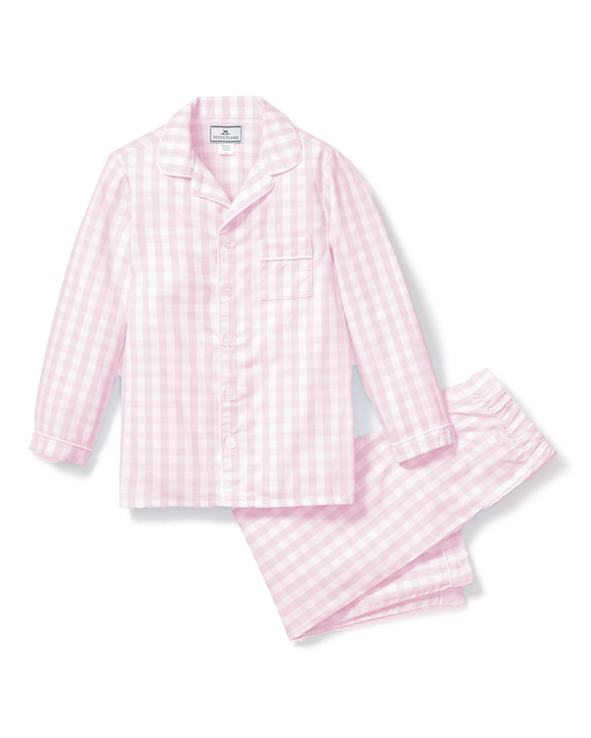 Kid's Twill Pajama Set in Royal Blue Gingham