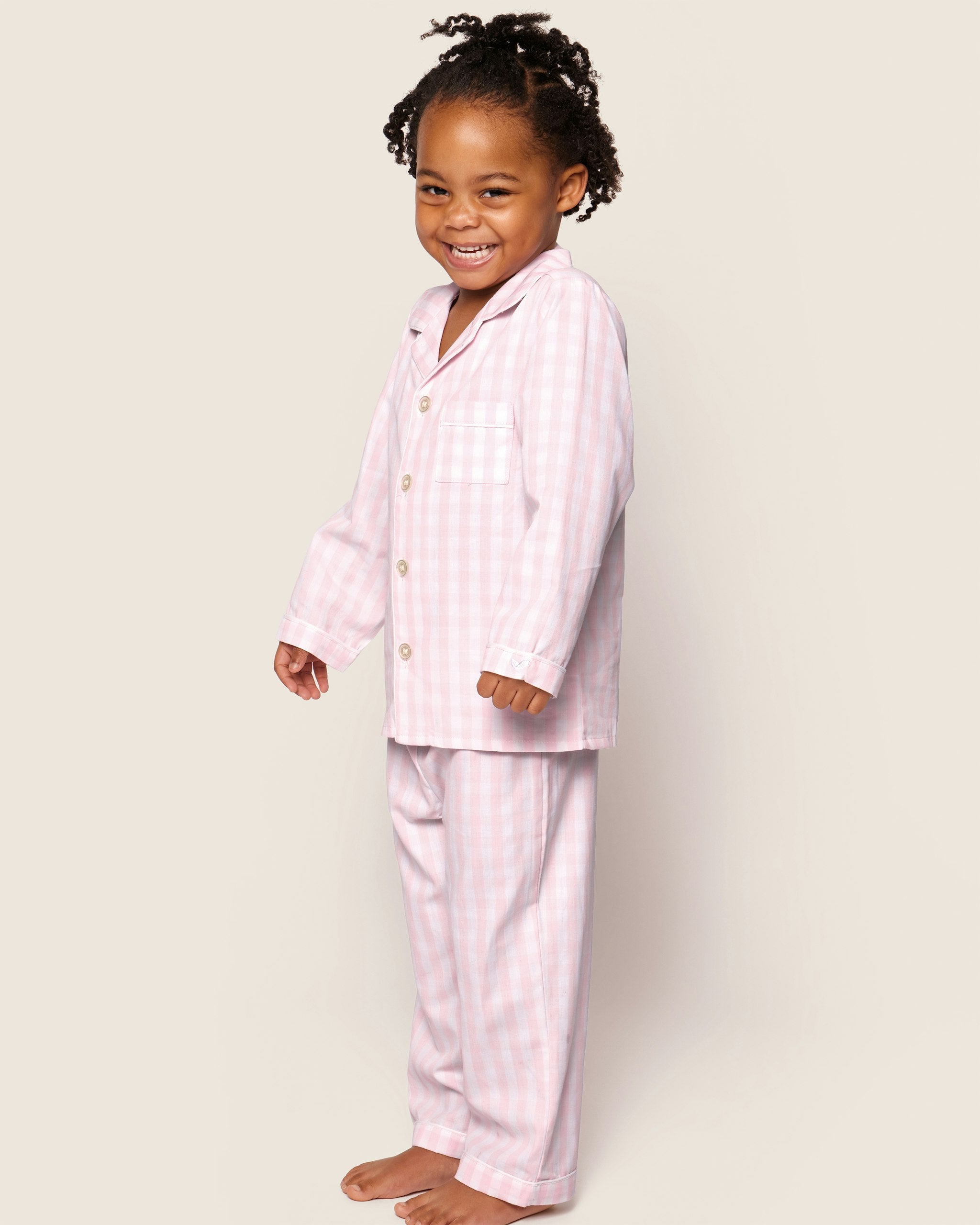 Kid's Twill Pajama Set in Royal Blue Gingham