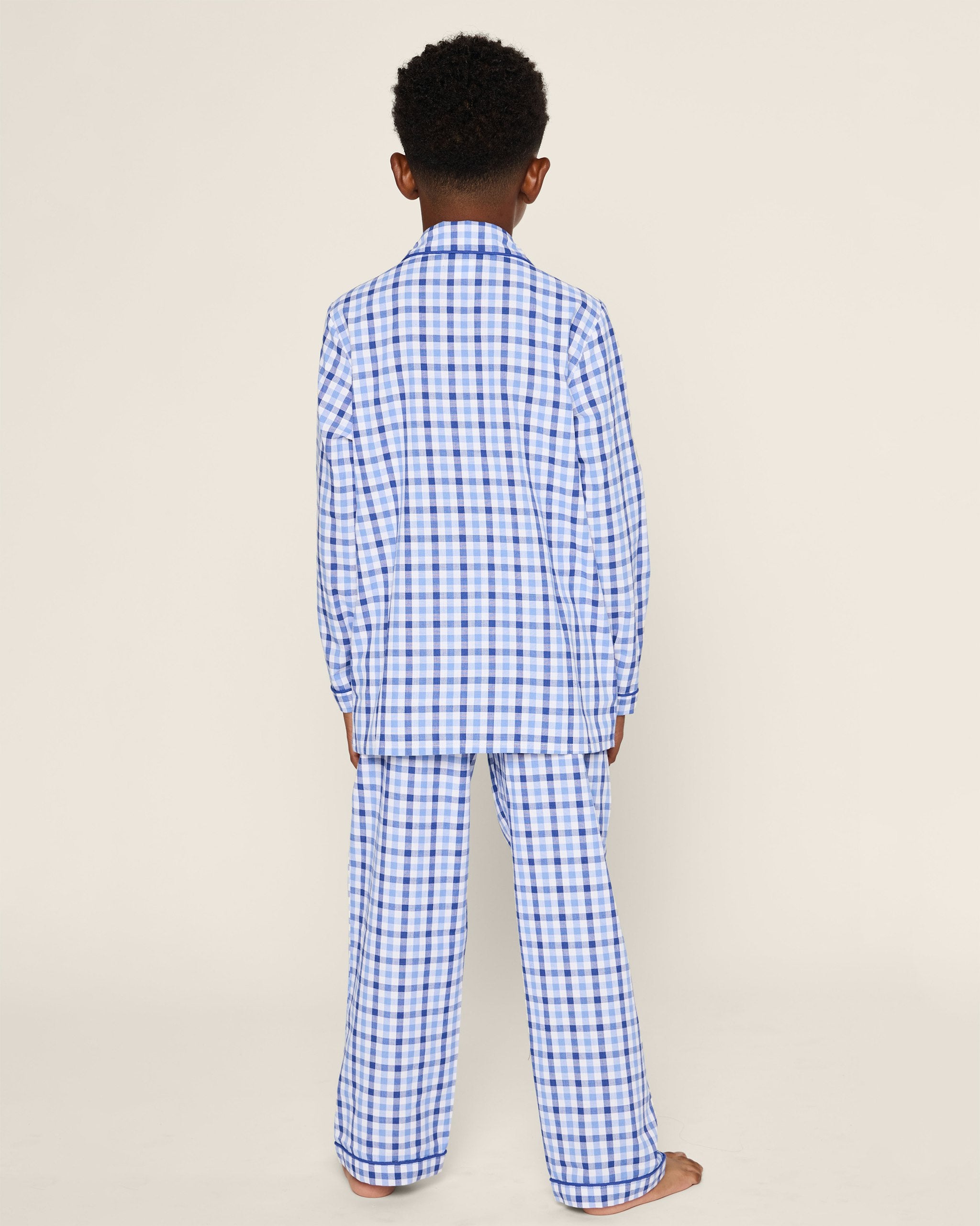 Kid's Twill Pajama Set in Royal Blue Gingham