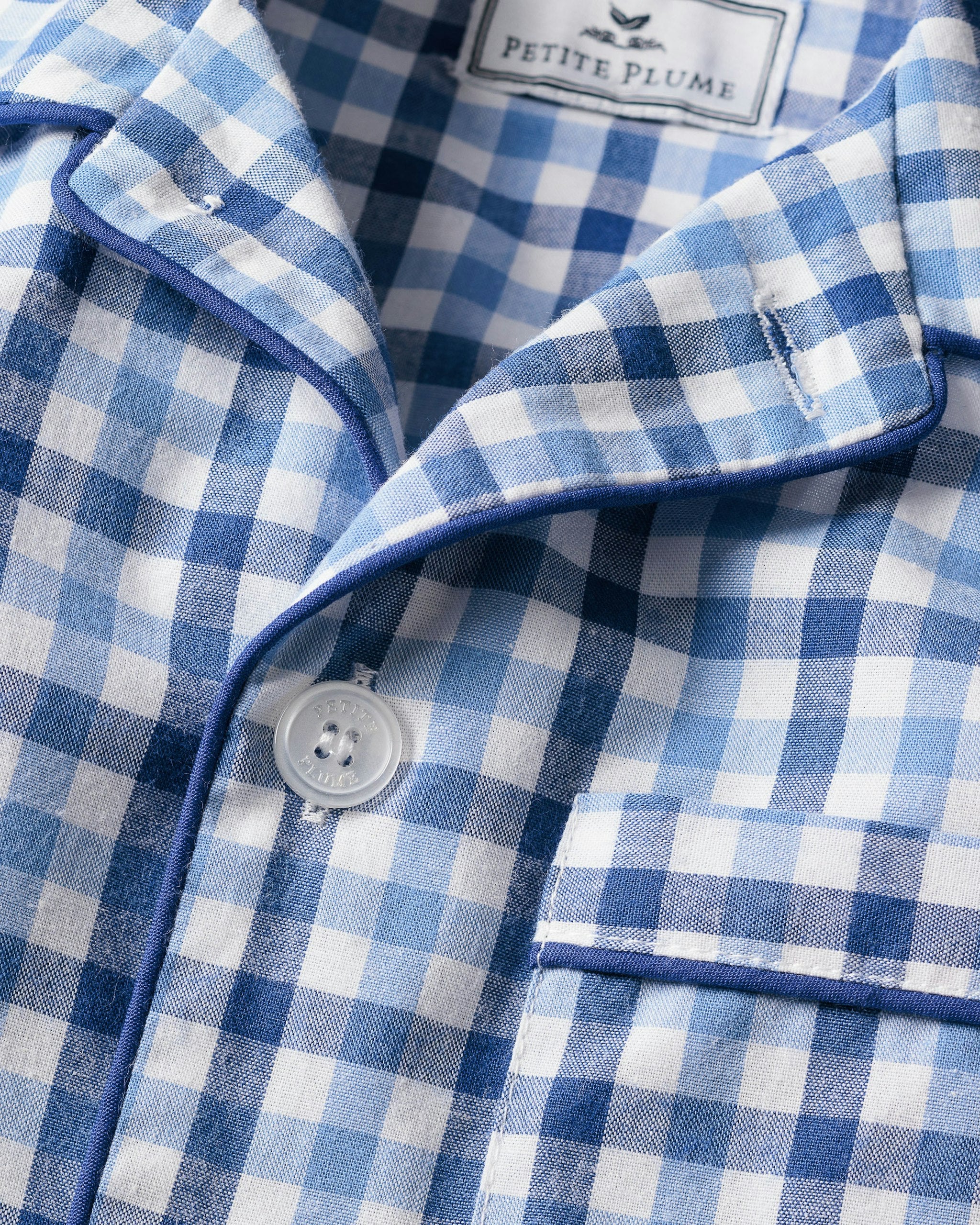 Kid's Twill Pajama Set in Royal Blue Gingham