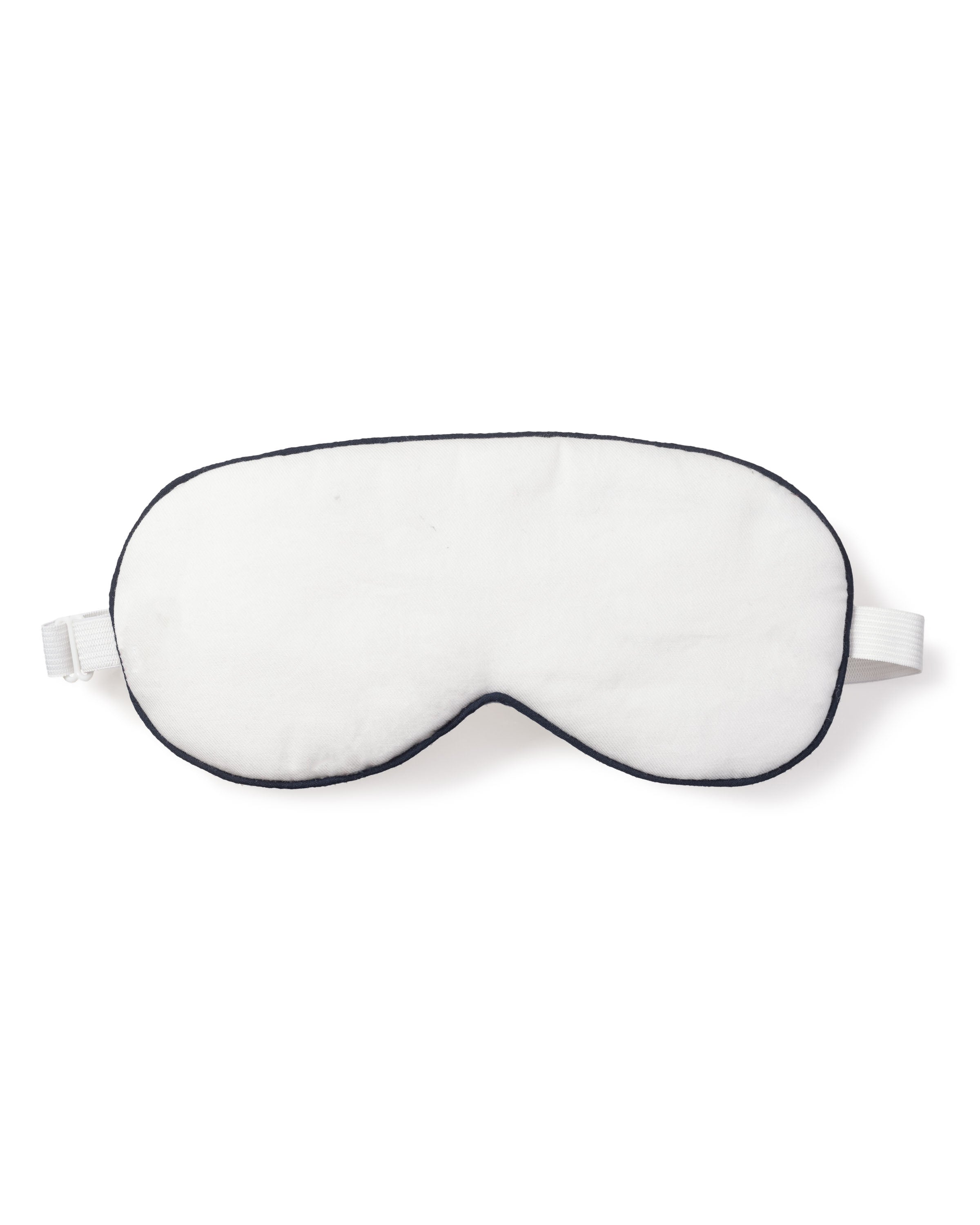 Adult's Twill Sleep Mask in White with Navy Piping