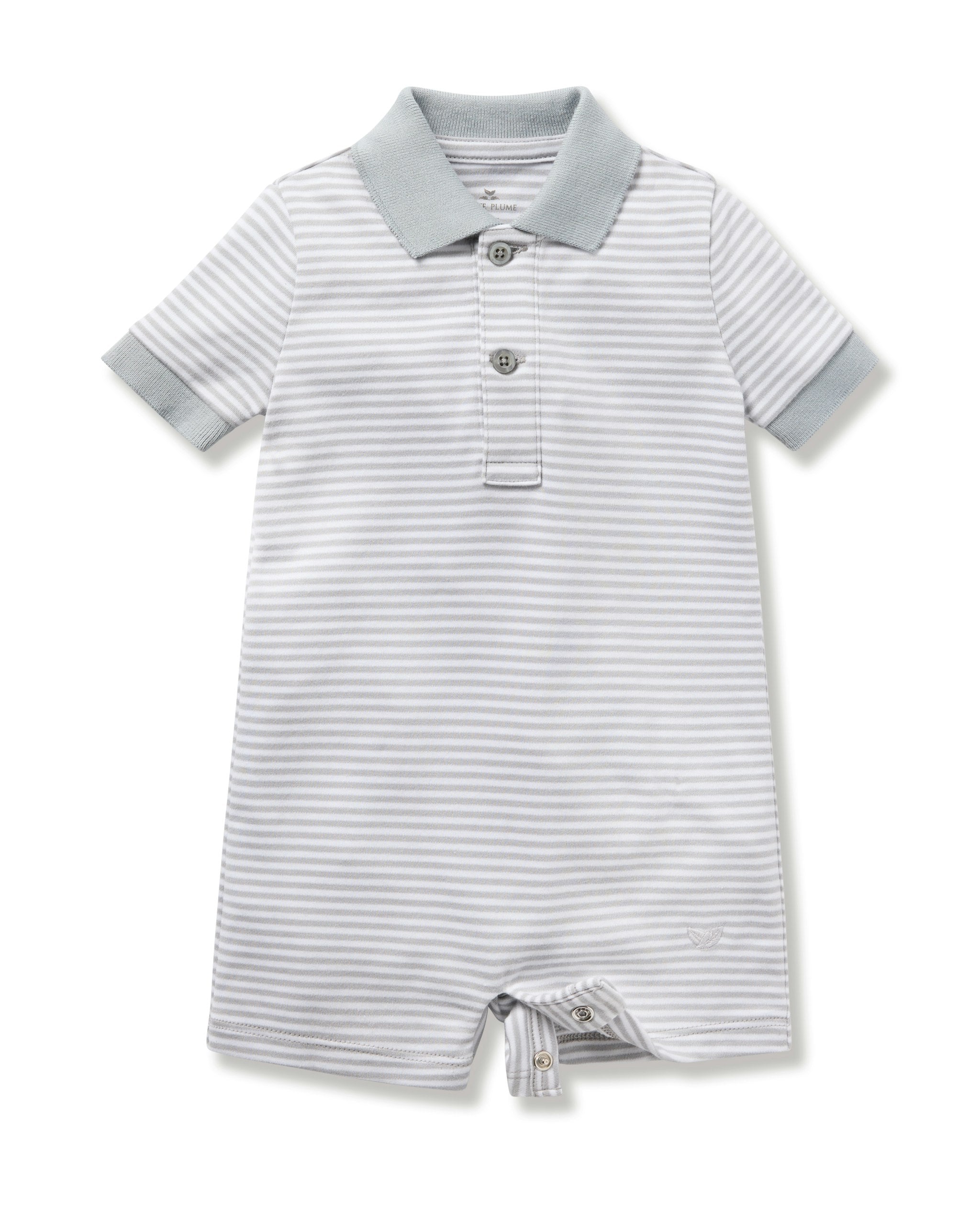 Baby's Pima Louis Play Romper in Grey Stripes