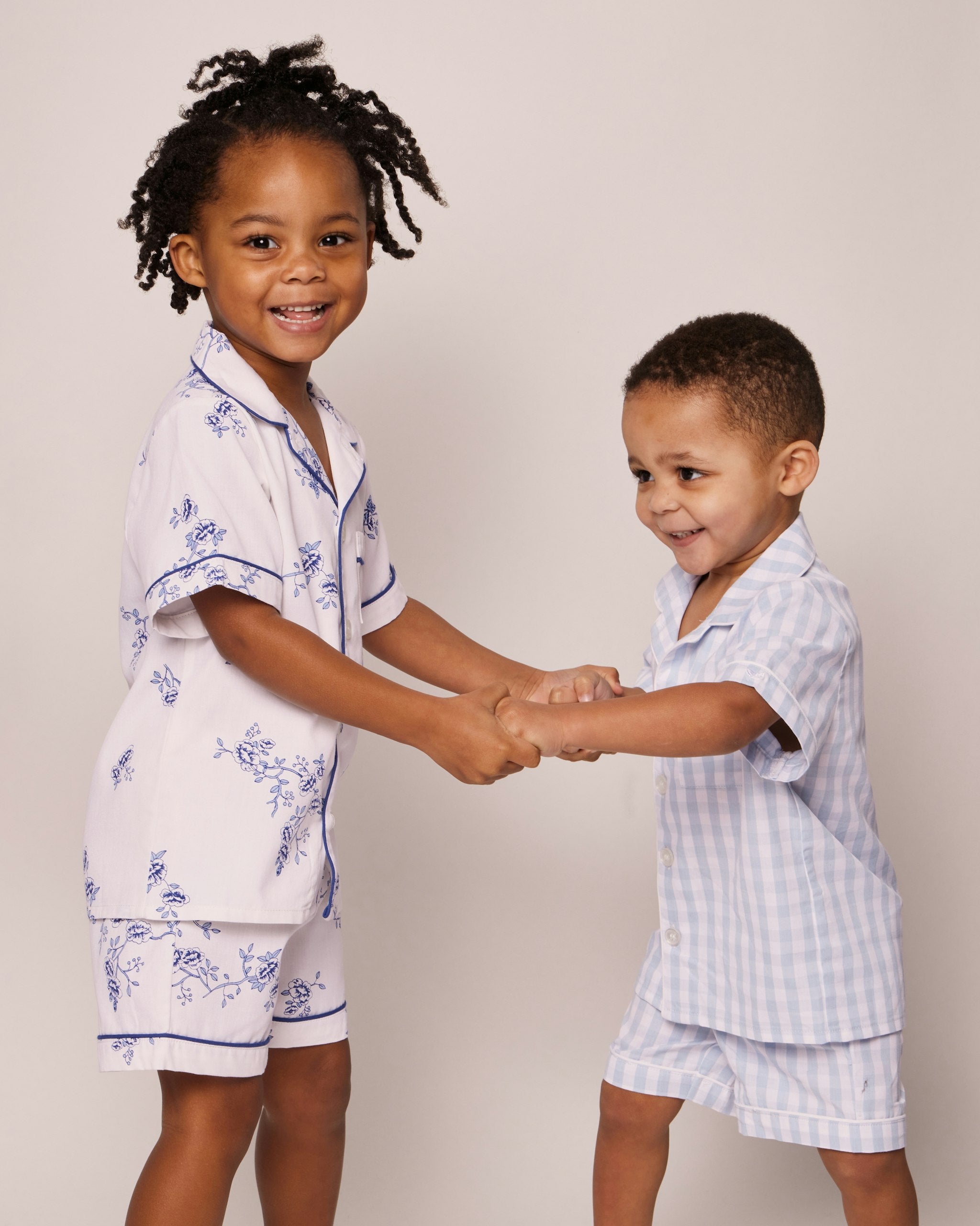 Kid's Twill Pajama Short Set in Indigo Floral