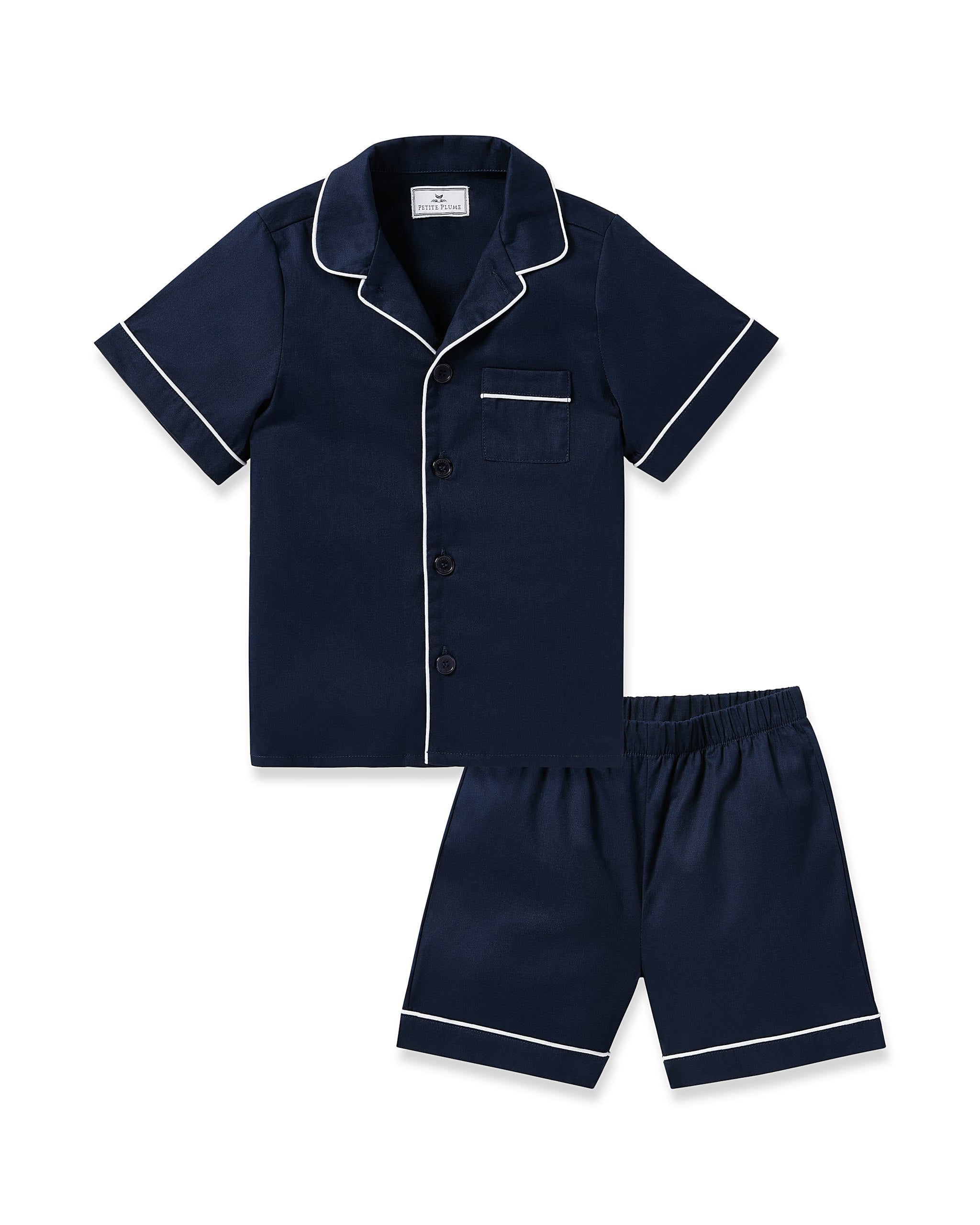Kid's Twill Pajama Short Set in Navy