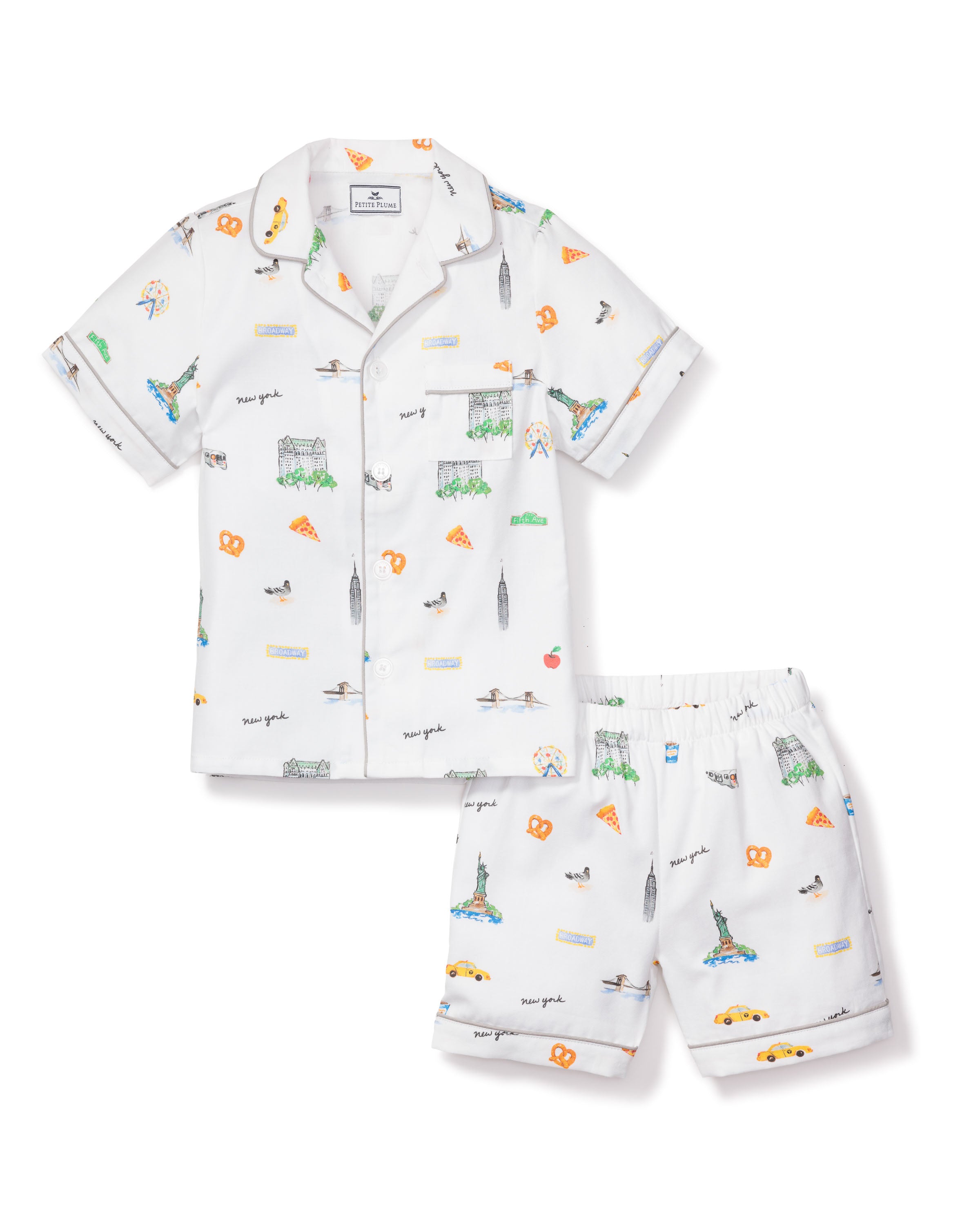 Kid's Twill Pajama Short Set in New York! New York!