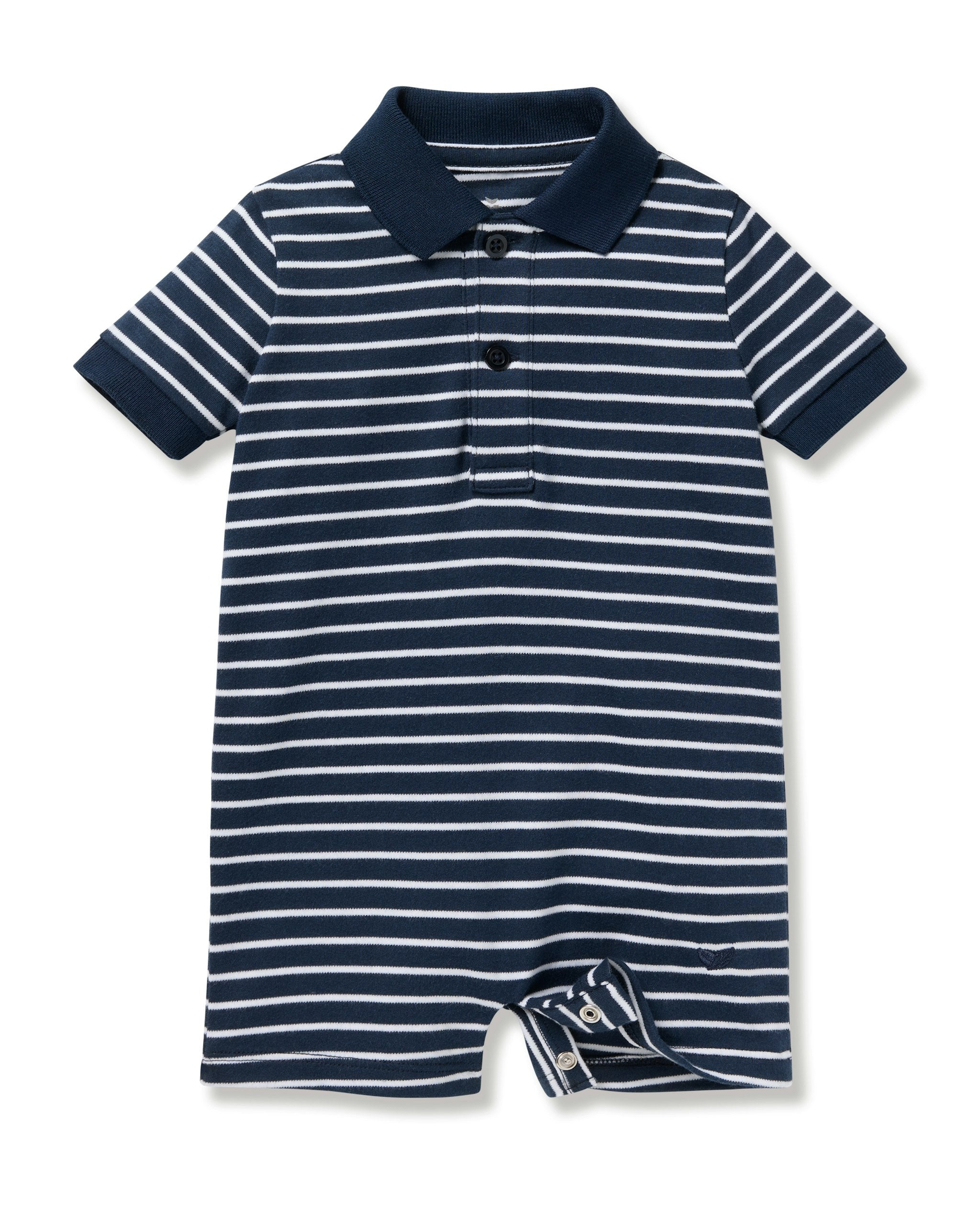 Baby's Pima Louis Play Romper in Navy Stripes