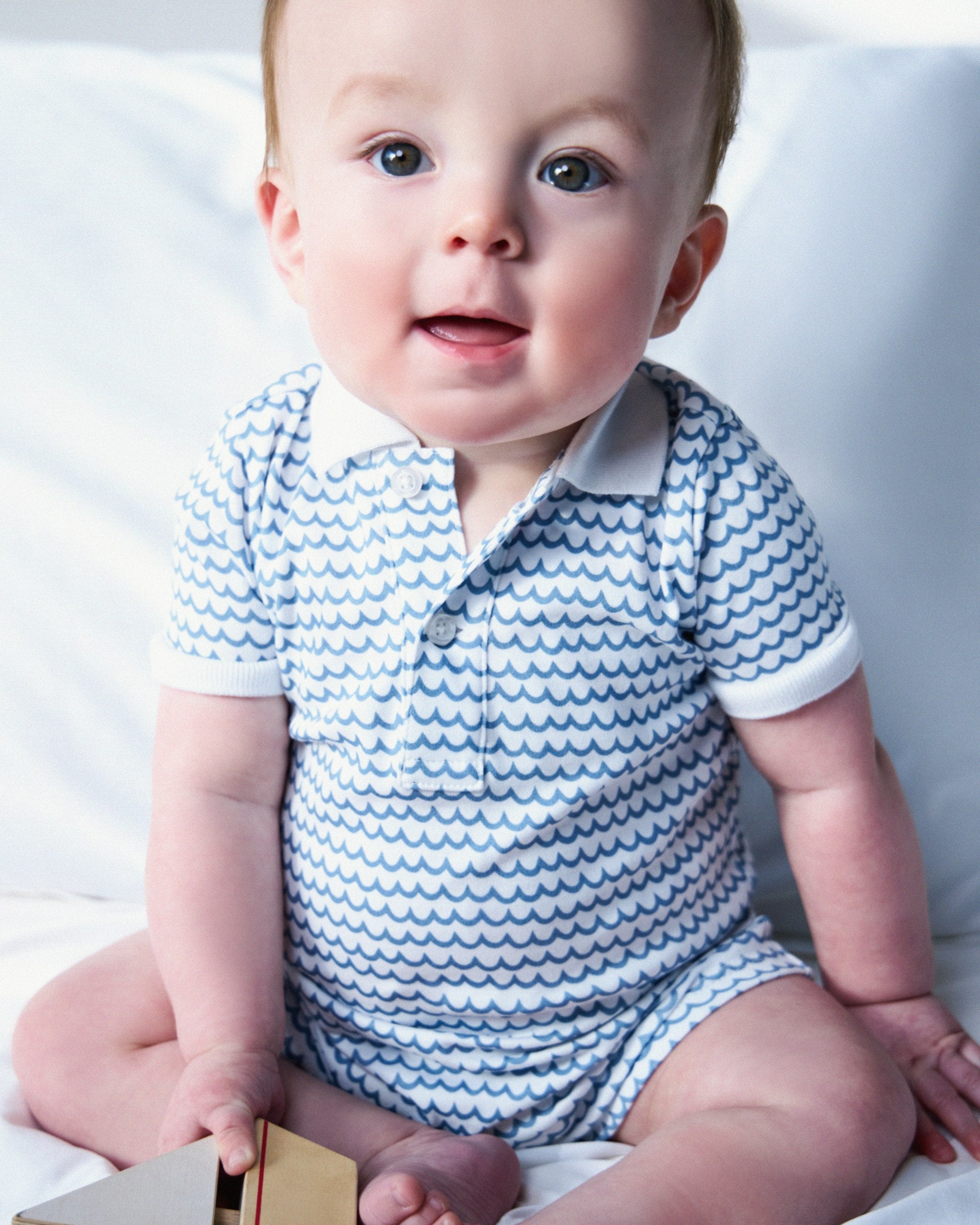 Baby's Pima Louis Play Romper in Navy Stripes