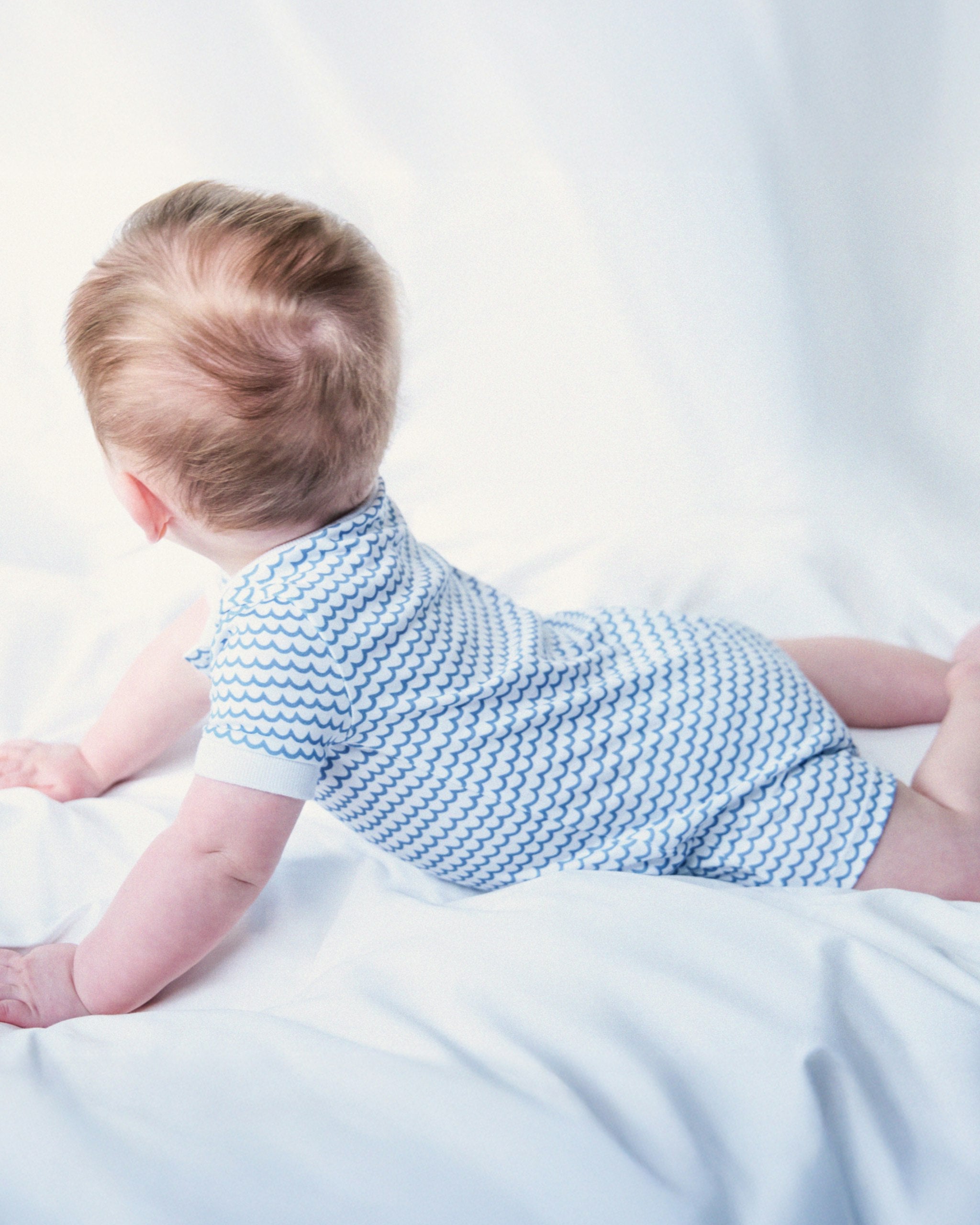 Baby's Pima Louis Play Romper in Navy Stripes