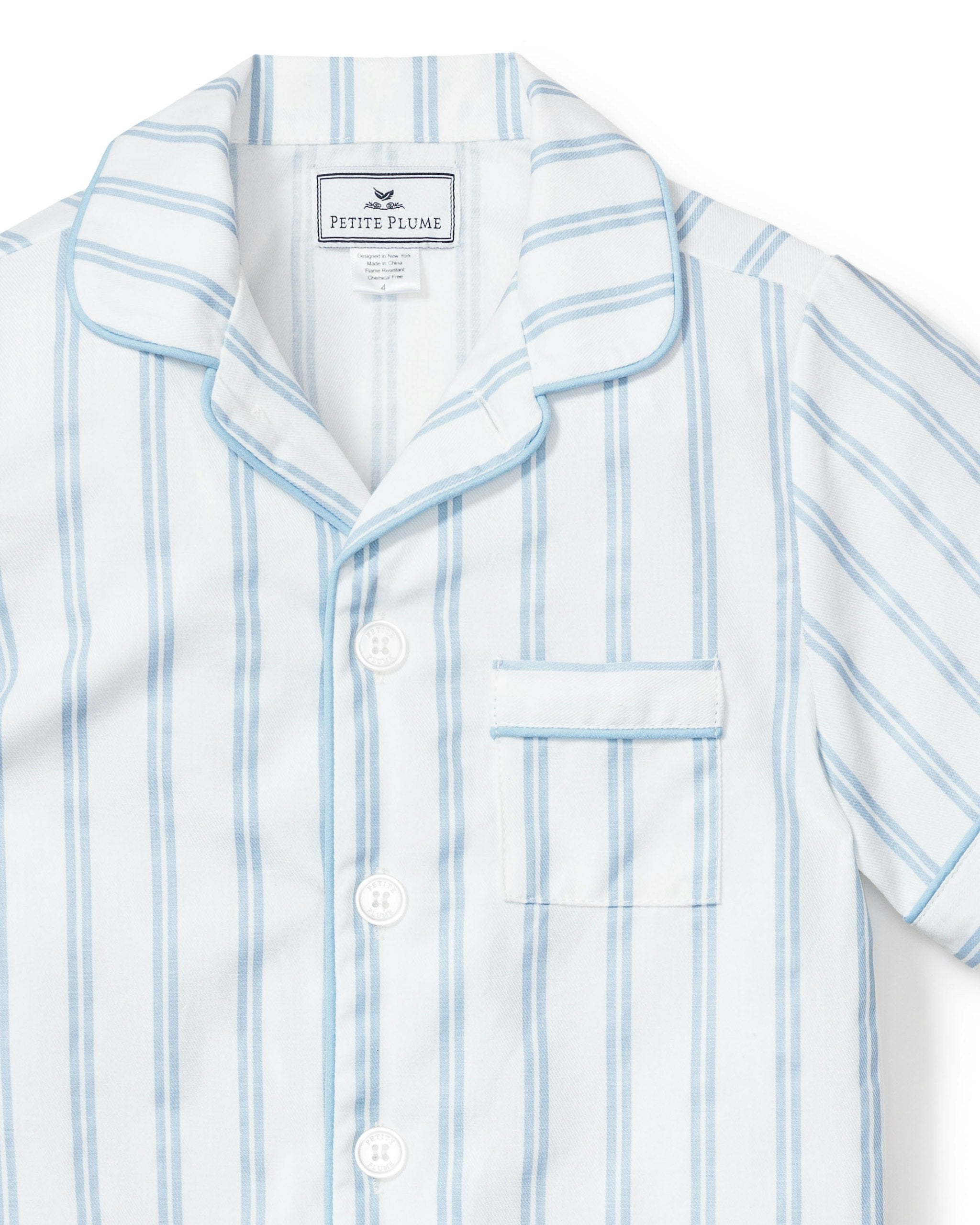Kid's Twill Short Set in Pink and White Stripe