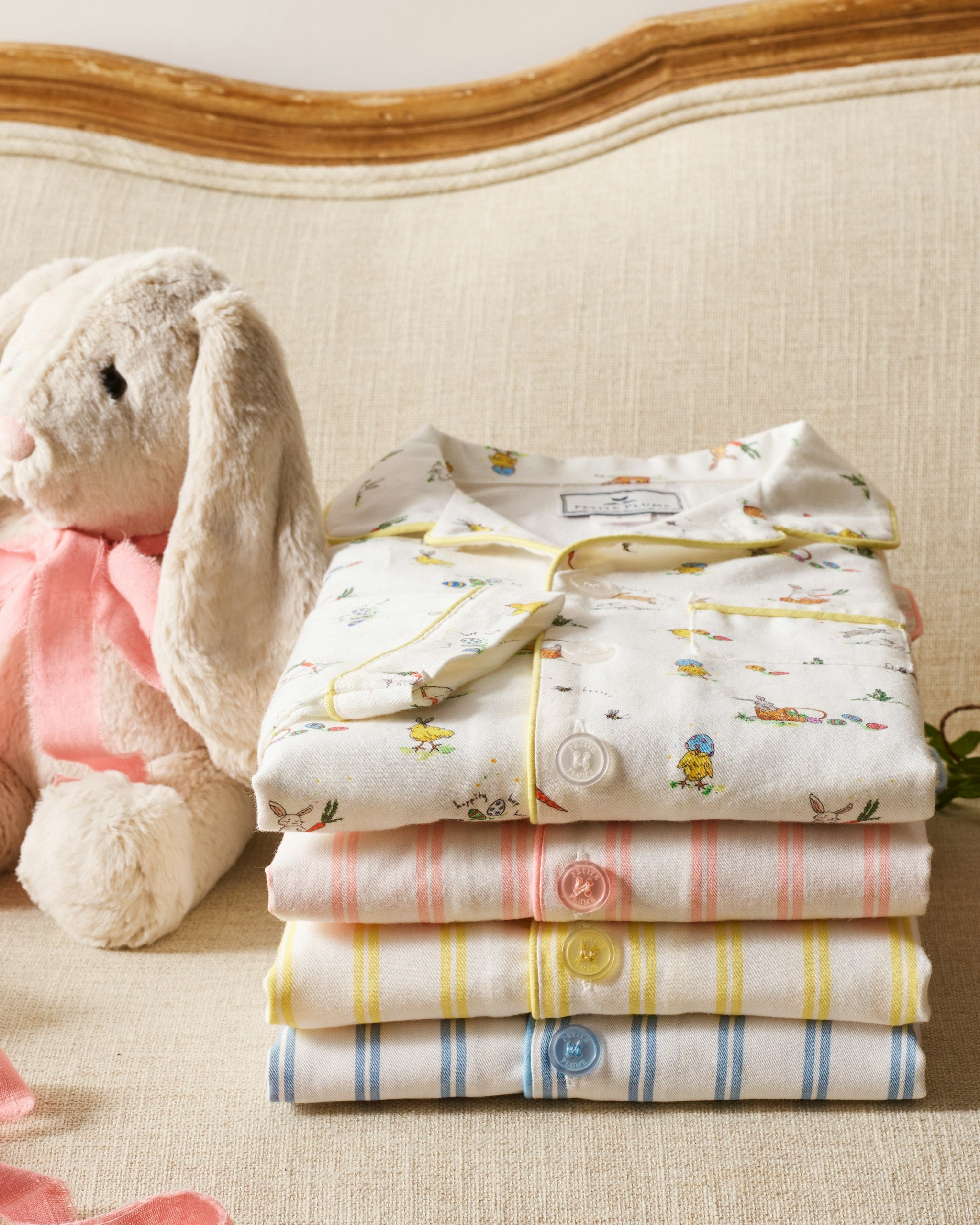 Kid's Twill Short Set in Pink and White Stripe