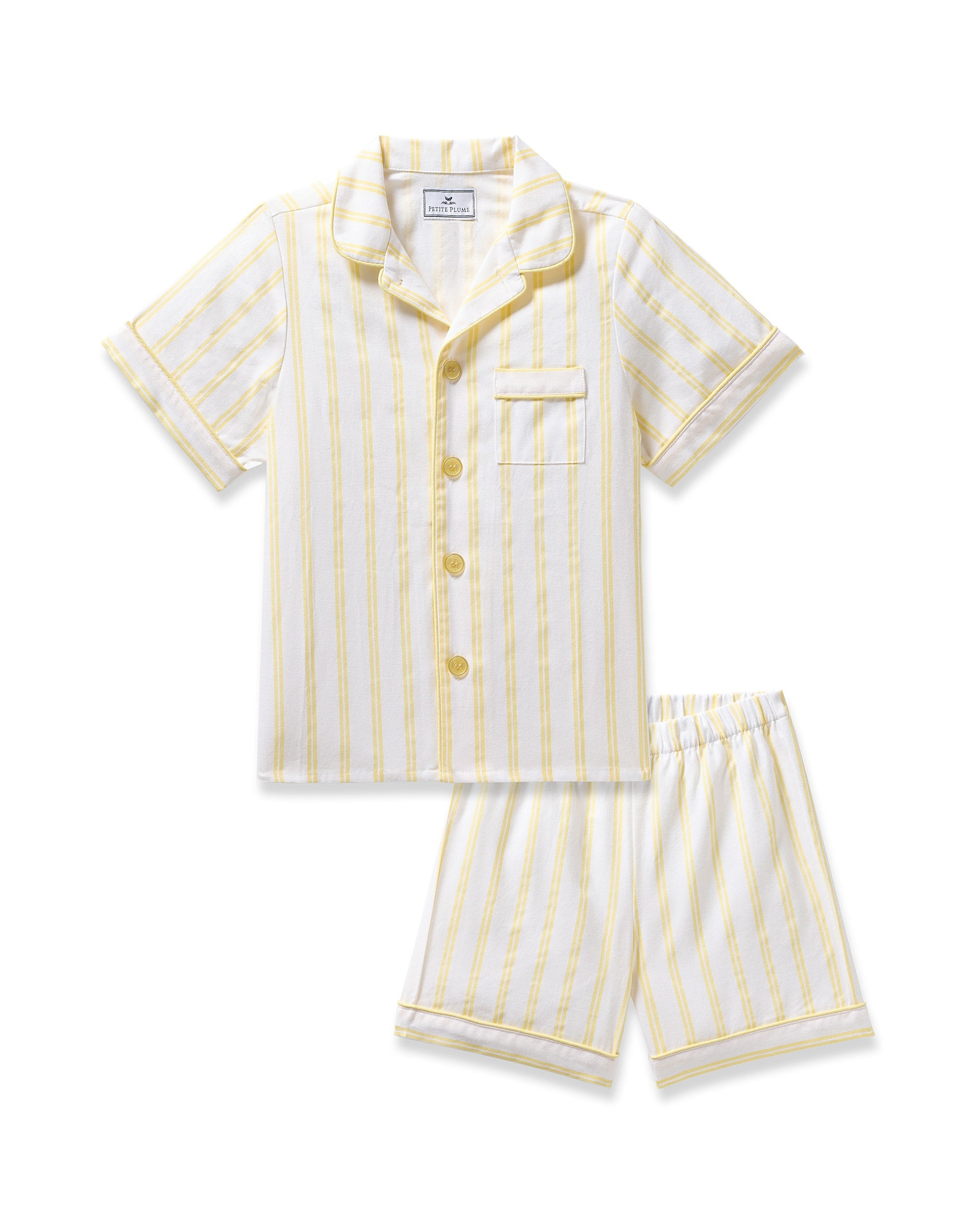 Kid's Twill Short Set in Pink and White Stripe