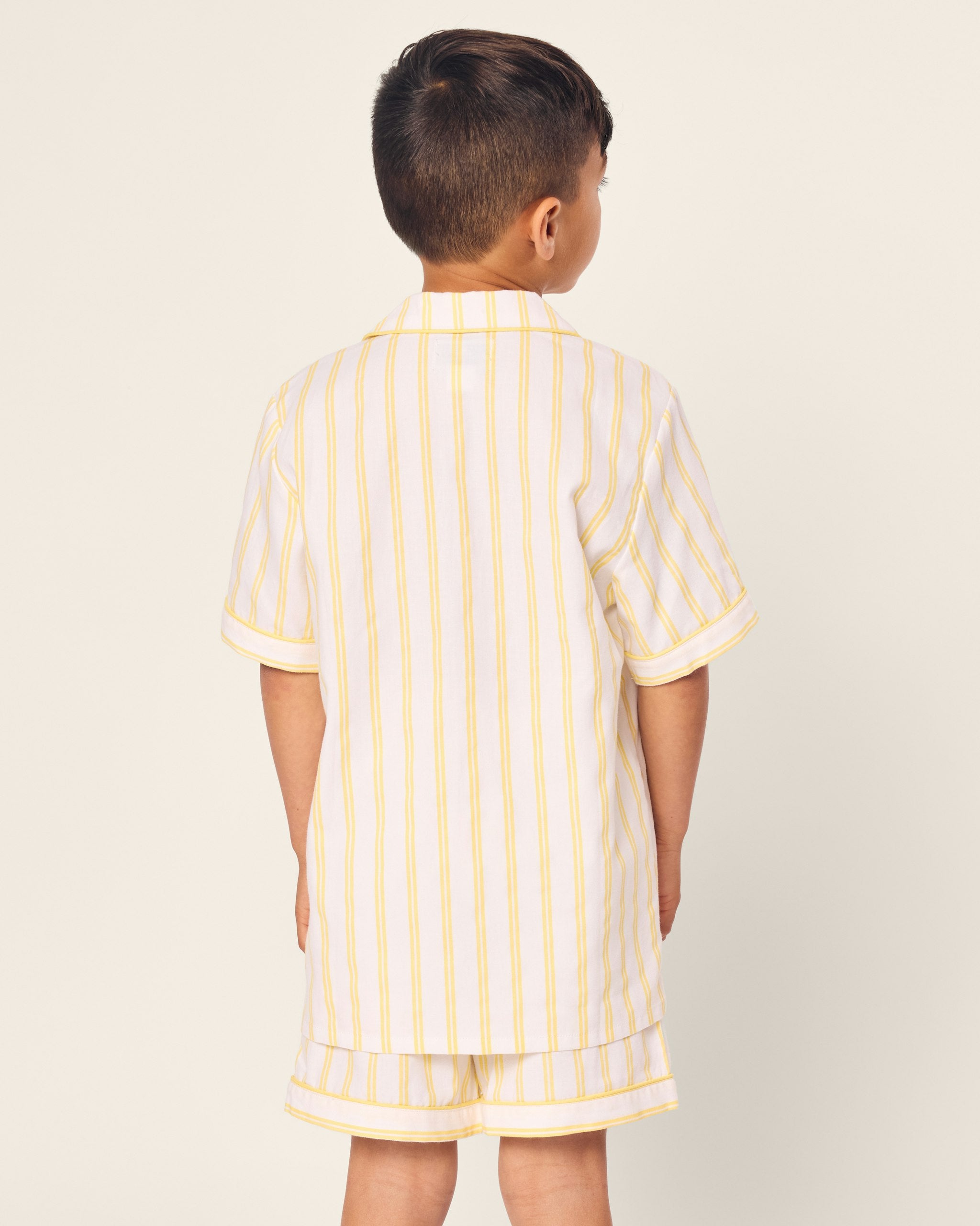 Kid's Twill Short Set in Pink and White Stripe