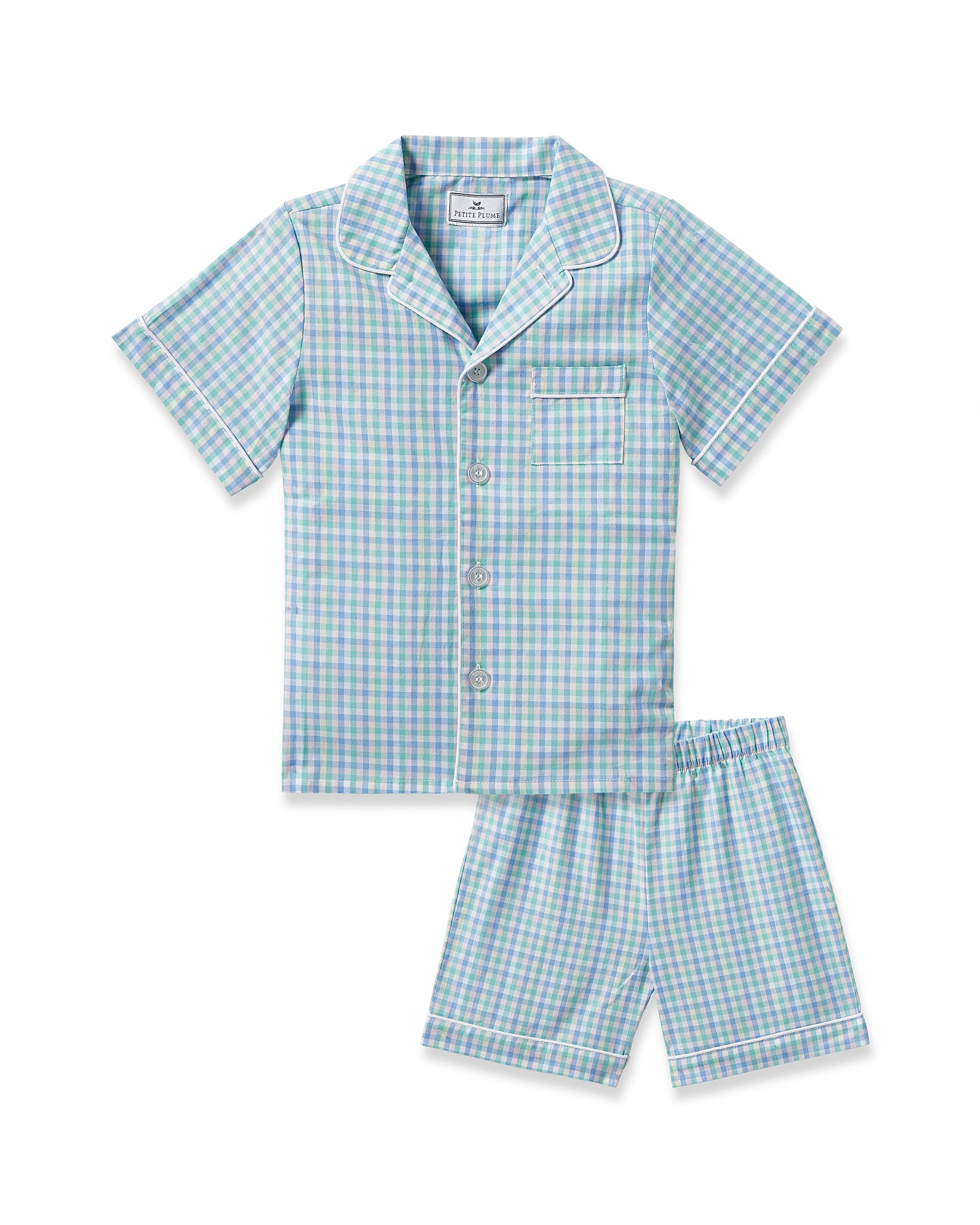 Kid's Twill Short Set in Spring Gingham