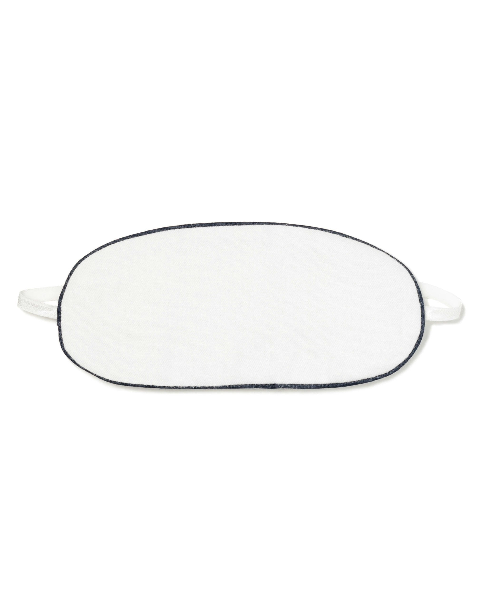 Kid's Twill Sleep Mask in White With Navy Piping