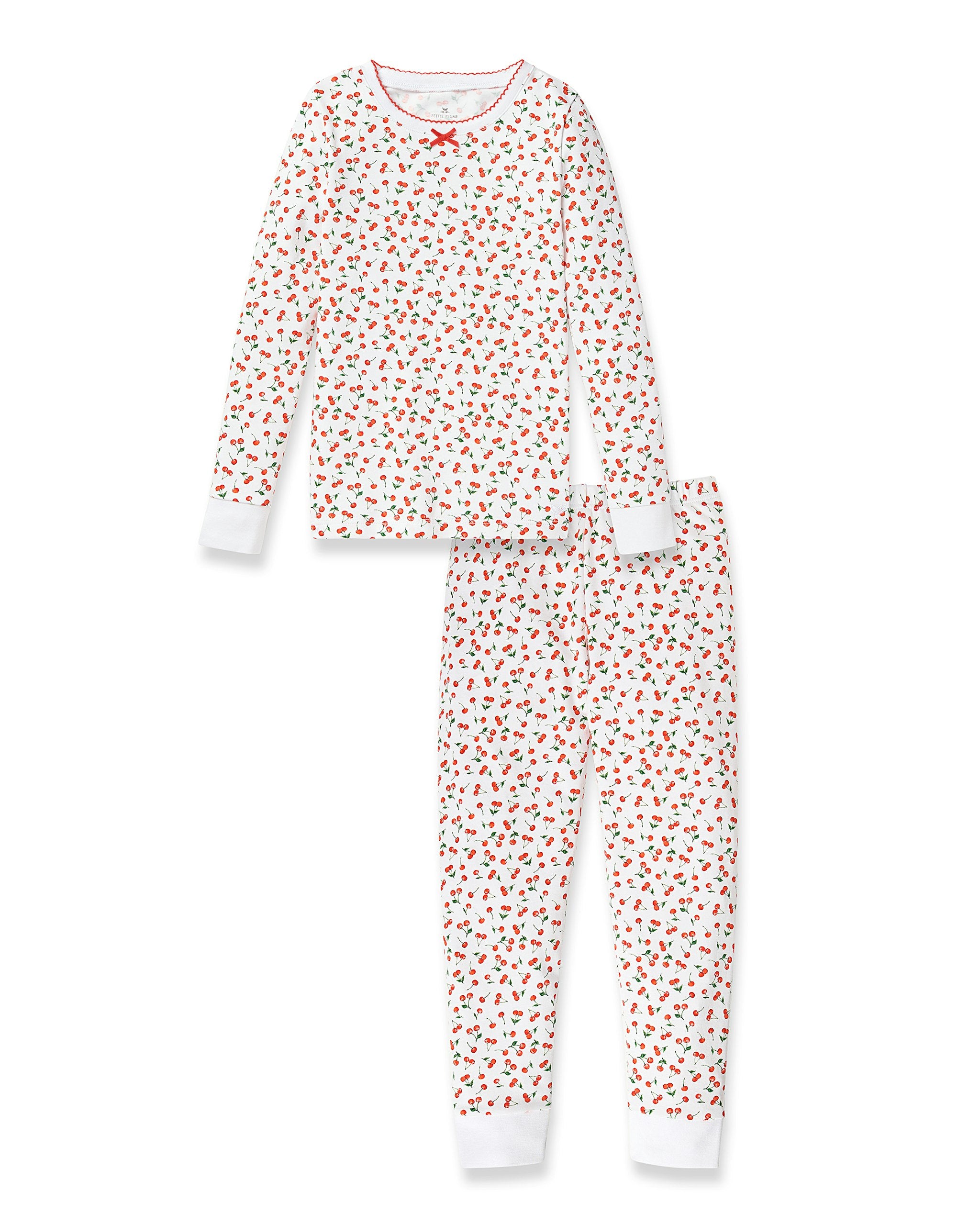 Kids Pima Snug Fit Pajama Set in Cherry Orchard