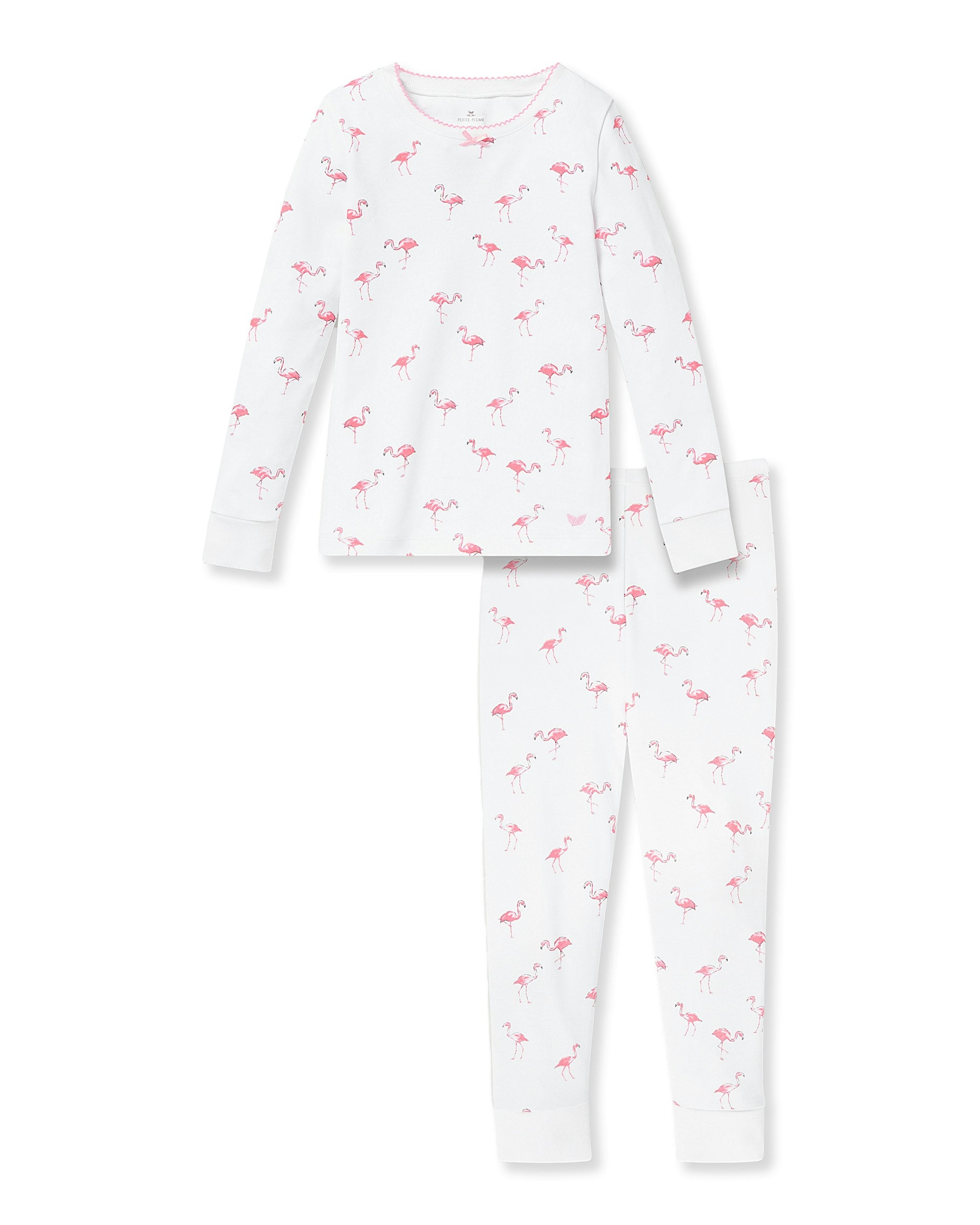 Kids Pima Snug Fit Pajama Set in Flamingos
