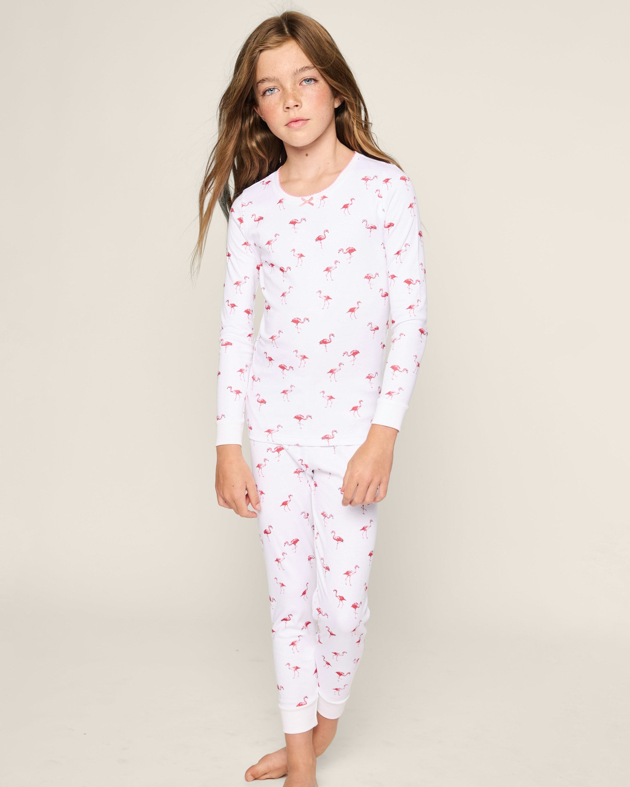 Kids Pima Snug Fit Pajama Set in Flamingos