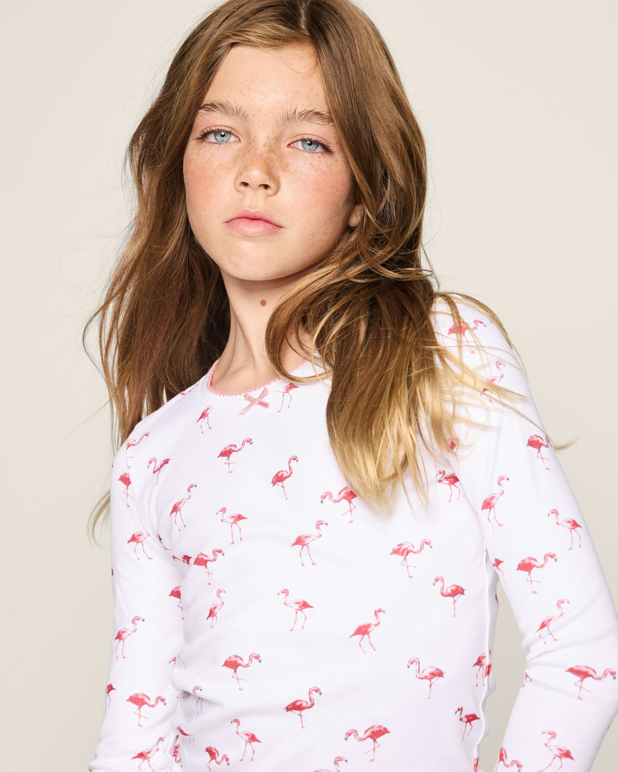 Kids Pima Snug Fit Pajama Set in Flamingos