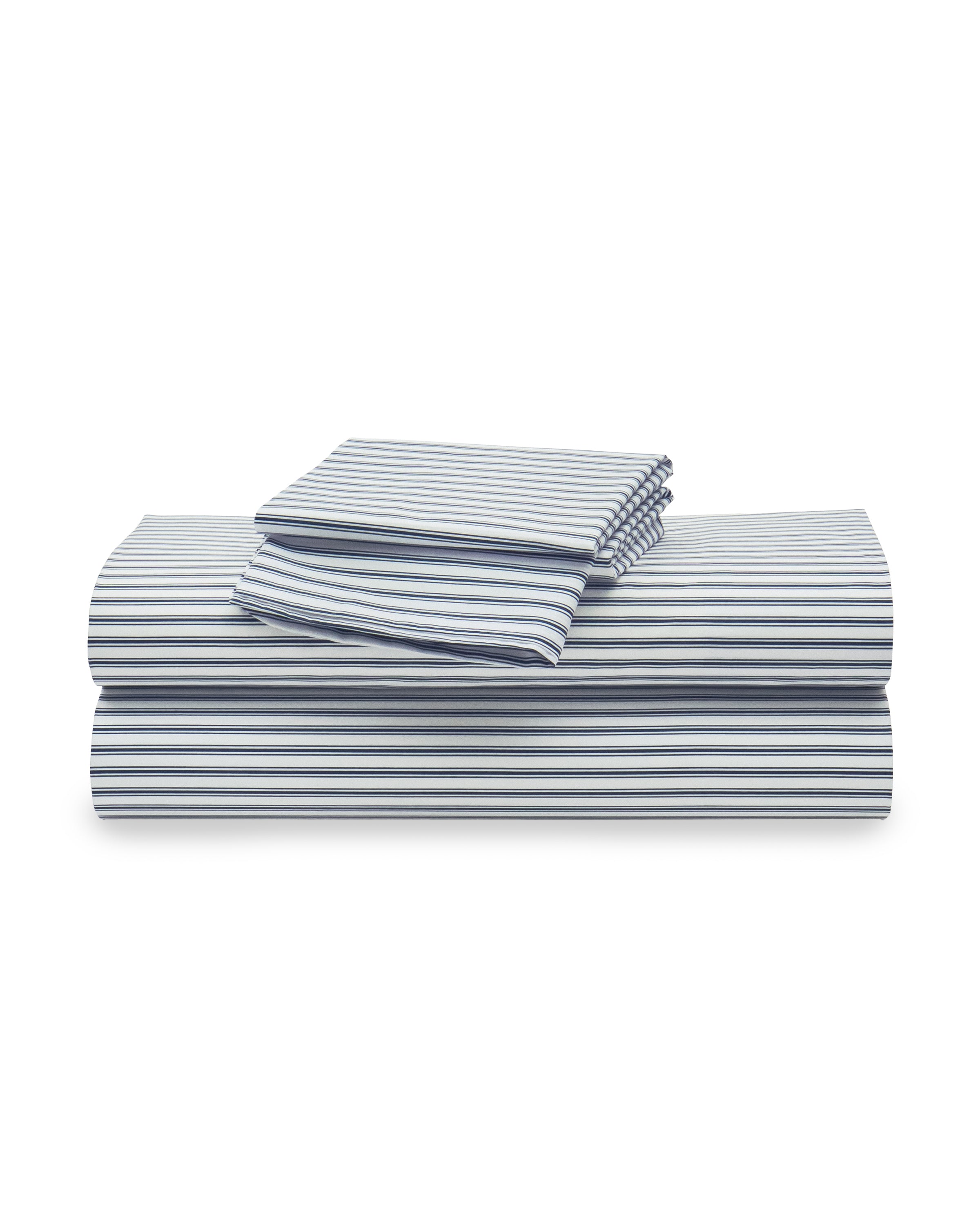 Luxe Premium Cotton Bed Sheets in Navy French Ticking