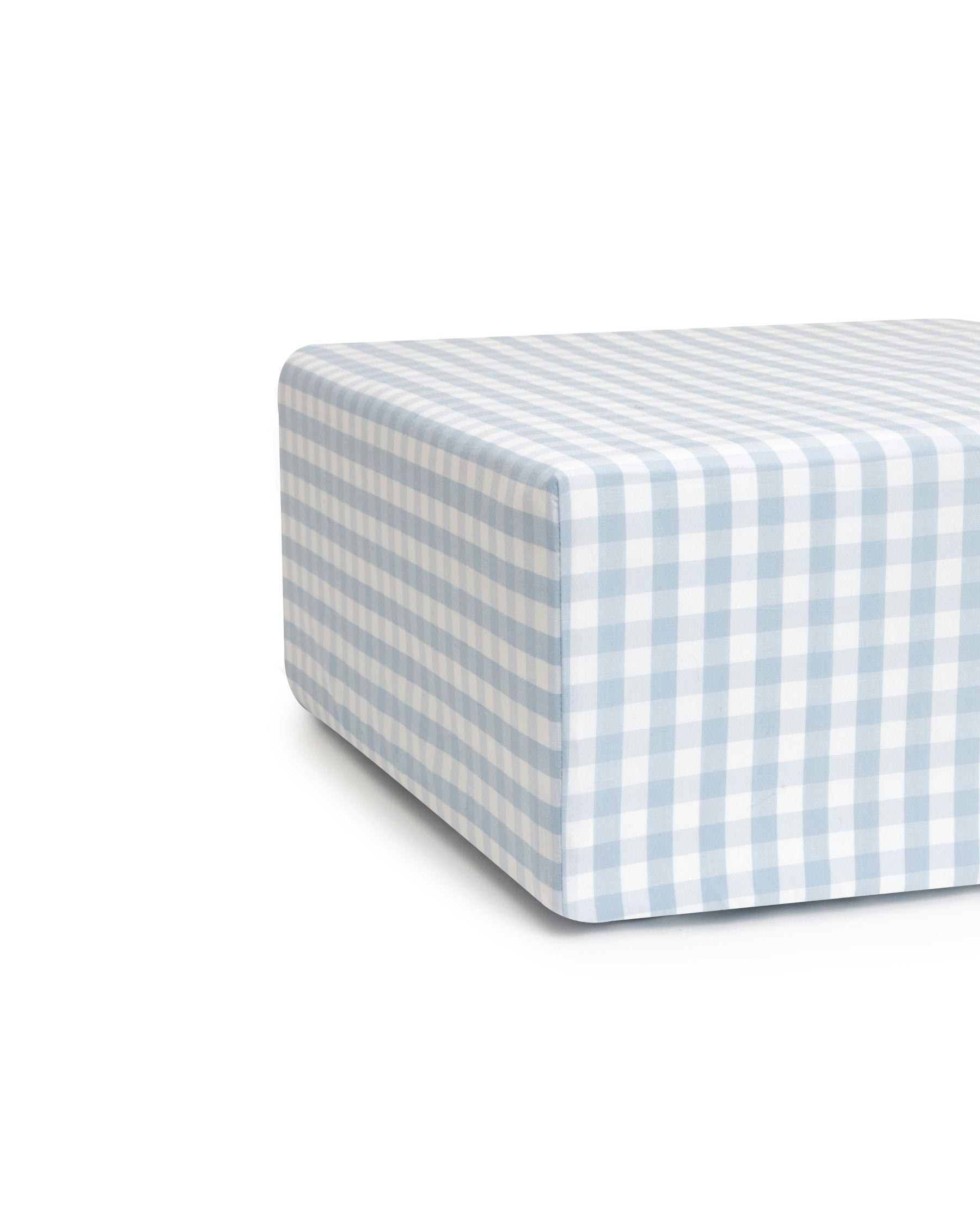 Luxe Premium Cotton Crib Sheet in Light Blue Gingham