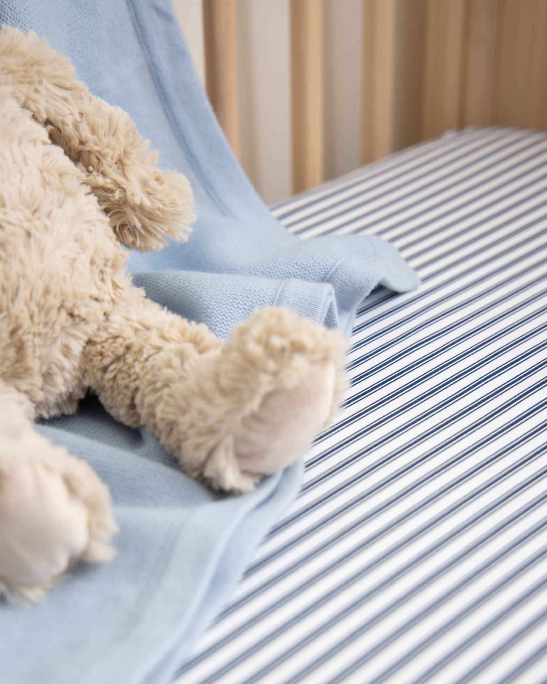 Luxe Premium Cotton Crib Sheet in Navy French Ticking