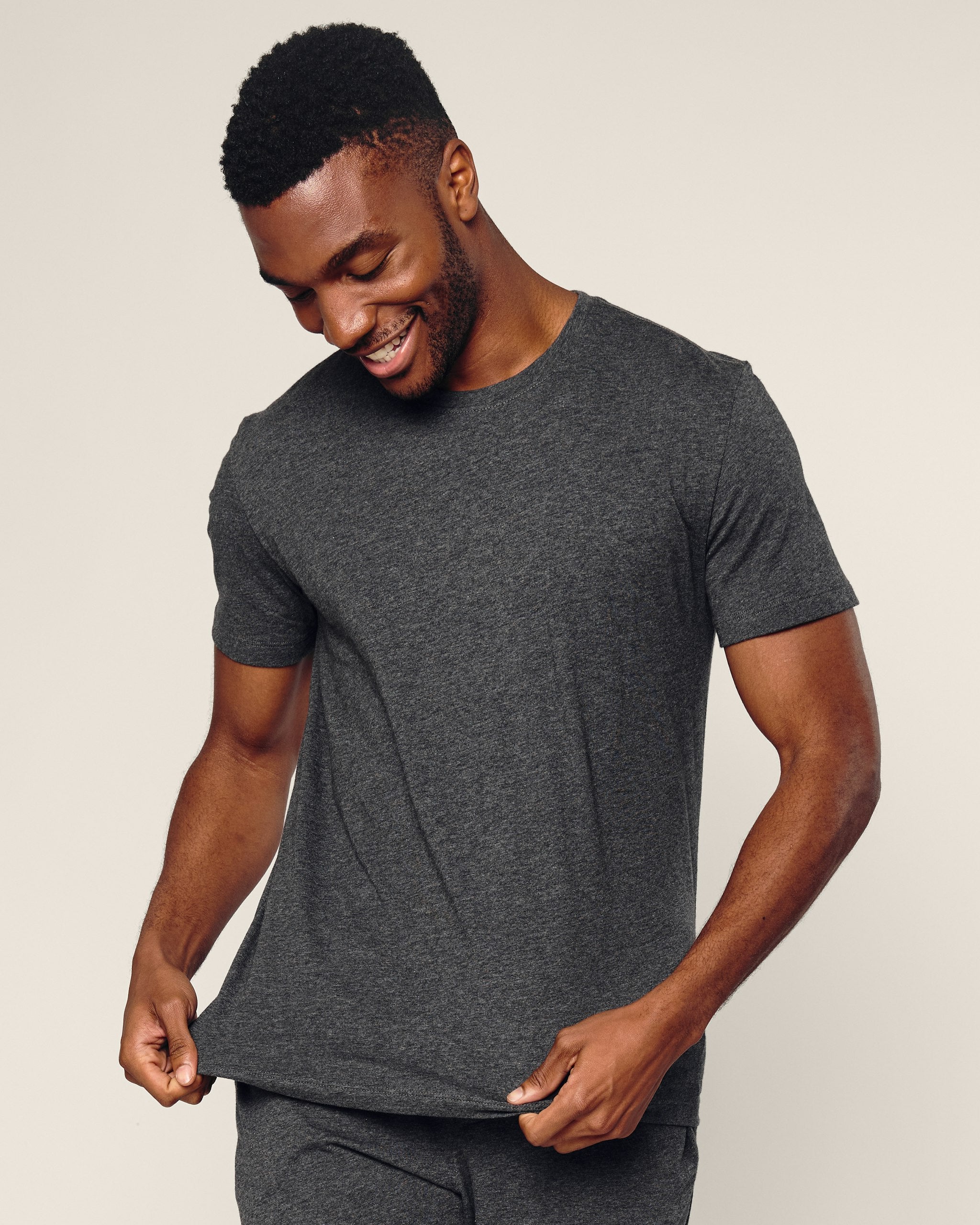 Men's Pima Essential Crew Neck Tee in Dark Heather Grey