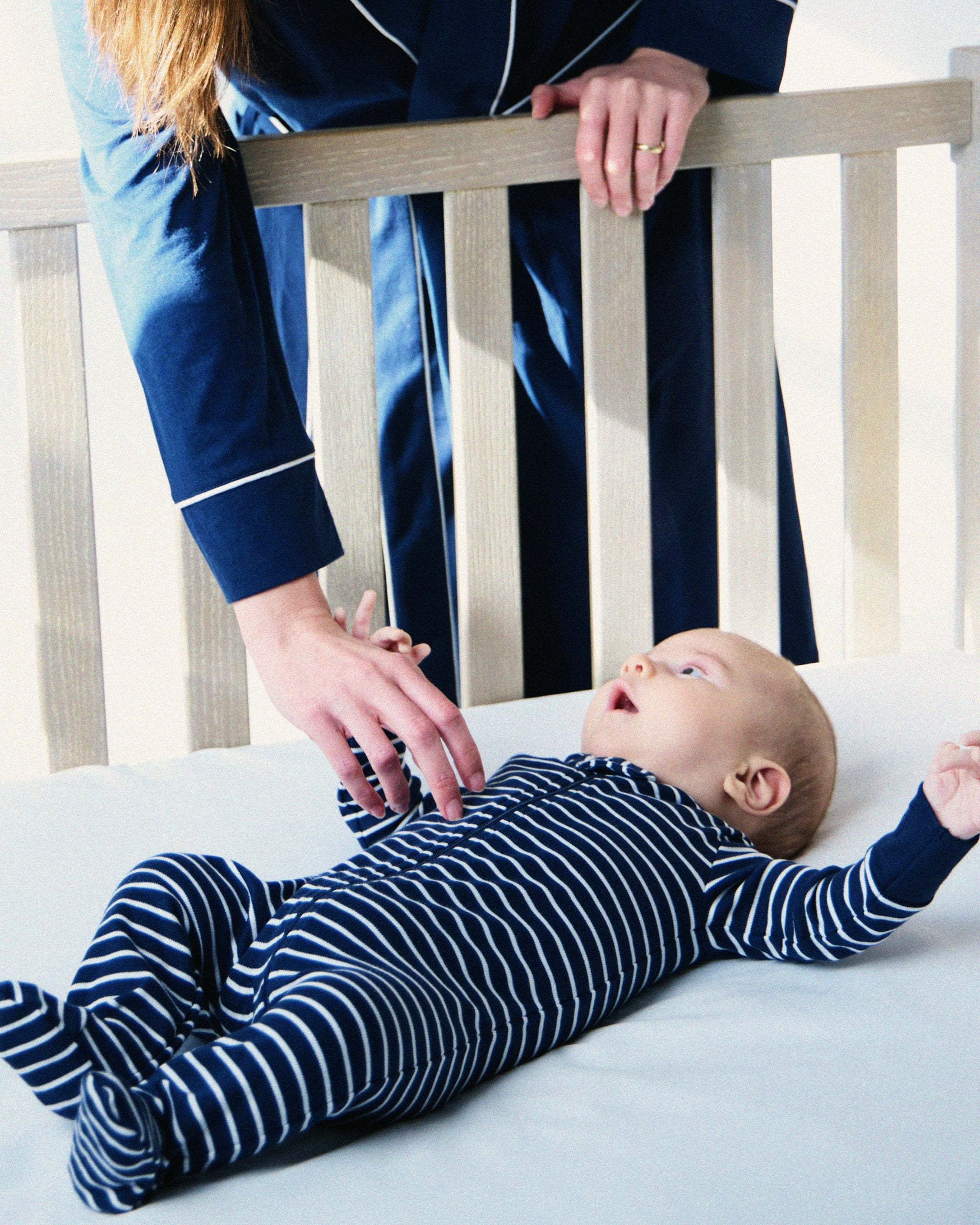 Baby's Pima Romper in Navy Stripes